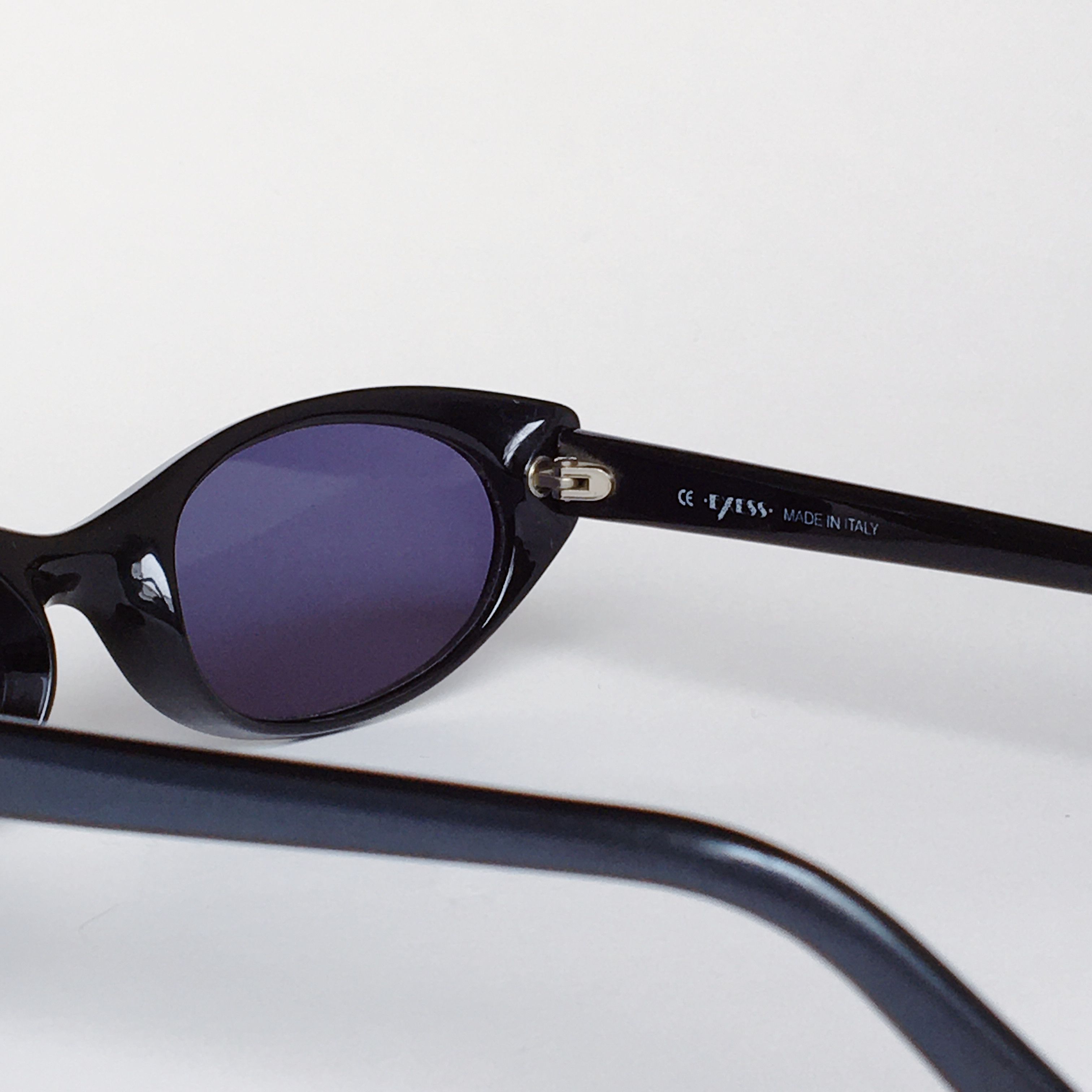 Vintage Exess Vintage Cat Eye Sunglasses Black Gray Frame 90s NOS Size ONE SIZE - 7 Thumbnail