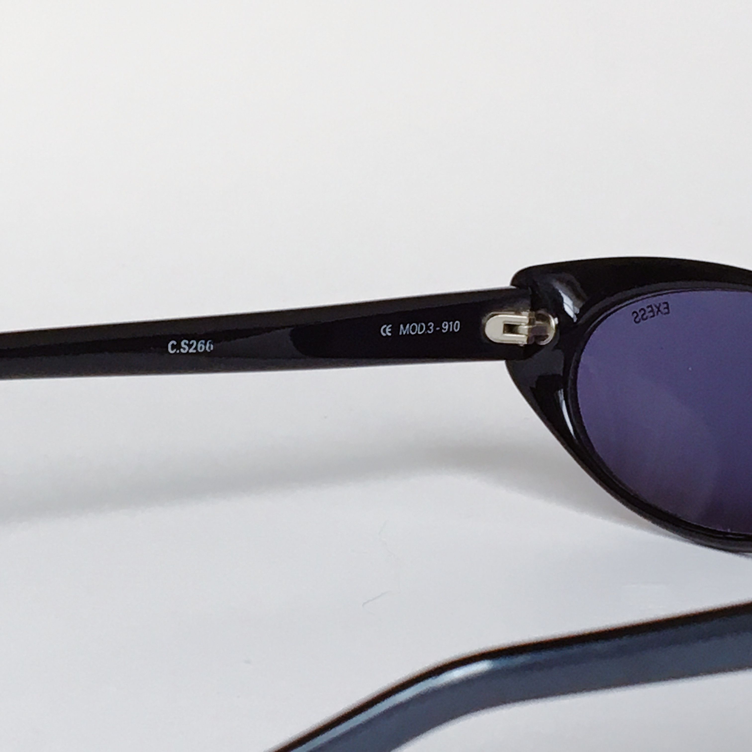 Vintage Exess Vintage Cat Eye Sunglasses Black Gray Frame 90s NOS Size ONE SIZE - 6 Thumbnail
