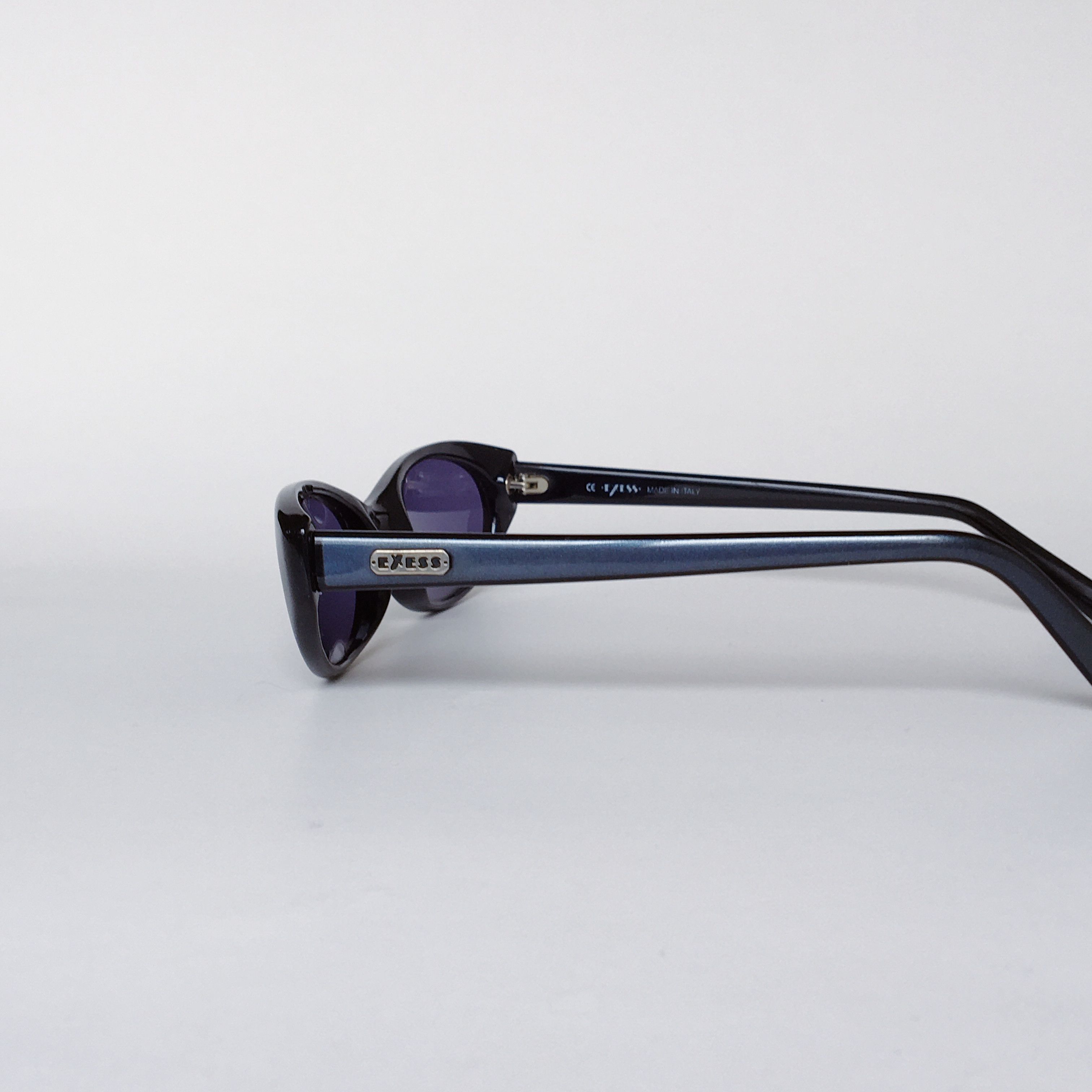 Vintage Exess Vintage Cat Eye Sunglasses Black Gray Frame 90s NOS Size ONE SIZE - 4 Thumbnail