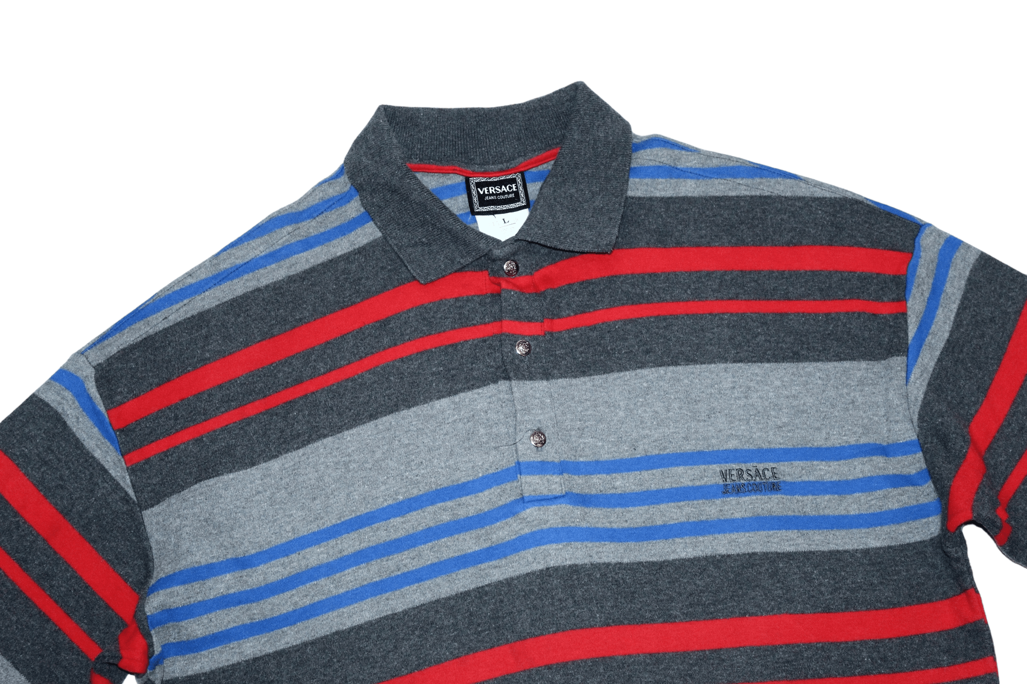 Versace Jeans Couture 🔥VTG🔥 Versace Jeans Couture Tricot Striped L/S Polo Jumper Size US XL / EU 56 / 4 - 7 Thumbnail