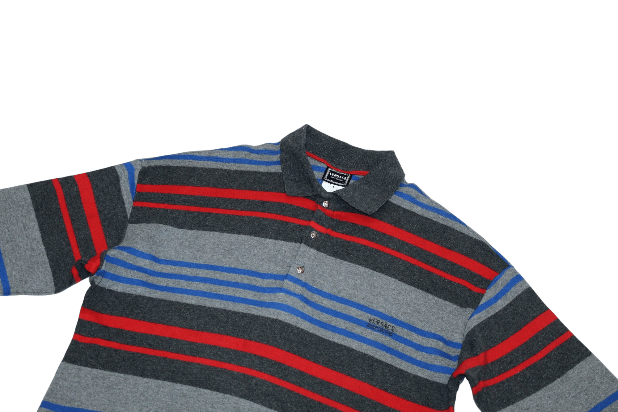 Versace Jeans Couture 🔥VTG🔥 Versace Jeans Couture Tricot Striped L/S Polo Jumper Size US XL / EU 56 / 4 - 2 Thumbnail