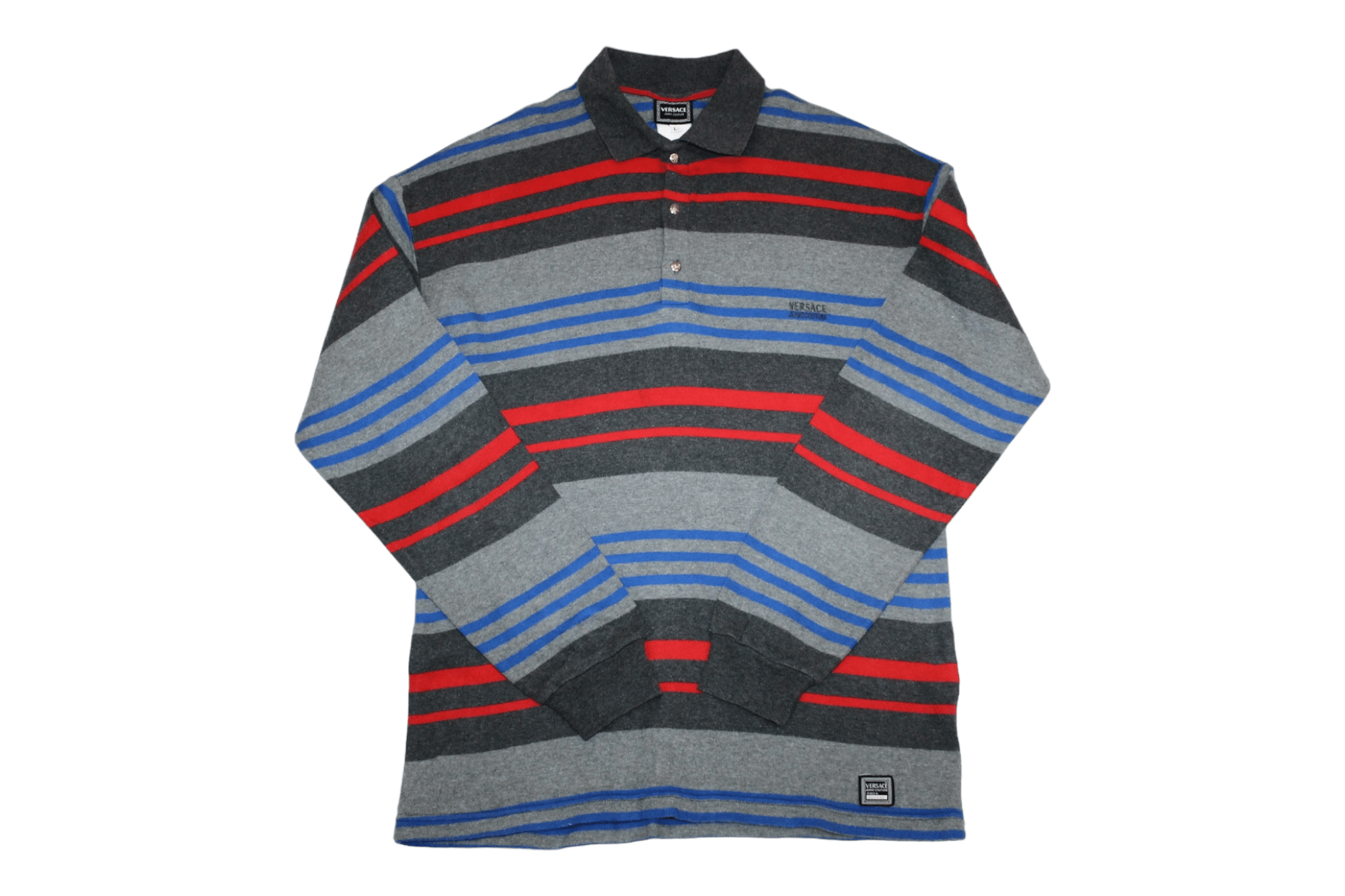 Versace Jeans Couture 🔥VTG🔥 Versace Jeans Couture Tricot Striped L/S Polo Jumper Size US XL / EU 56 / 4 - 12 Thumbnail