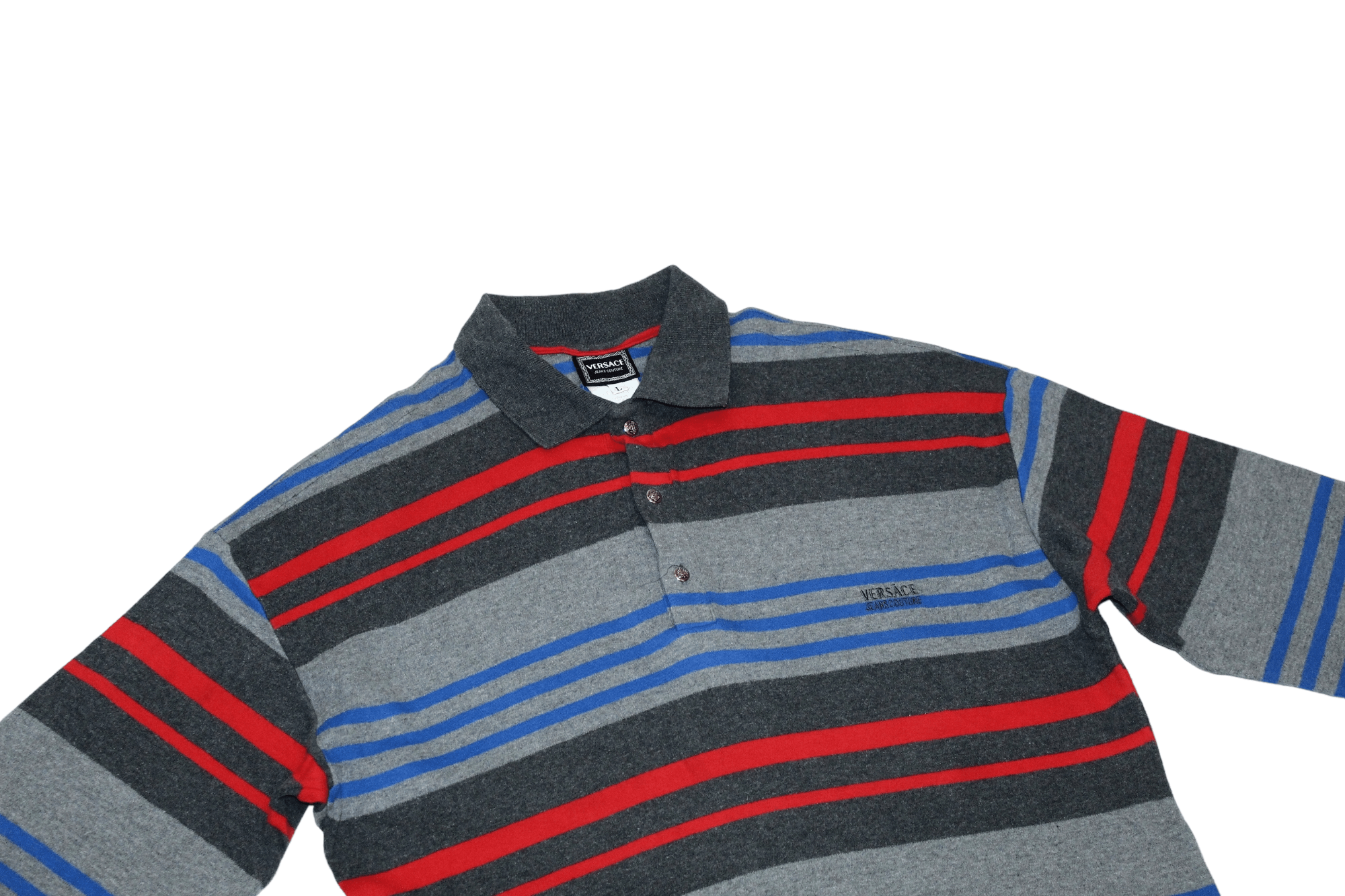 Versace Jeans Couture 🔥VTG🔥 Versace Jeans Couture Tricot Striped L/S Polo Jumper Size US XL / EU 56 / 4 - 6 Thumbnail