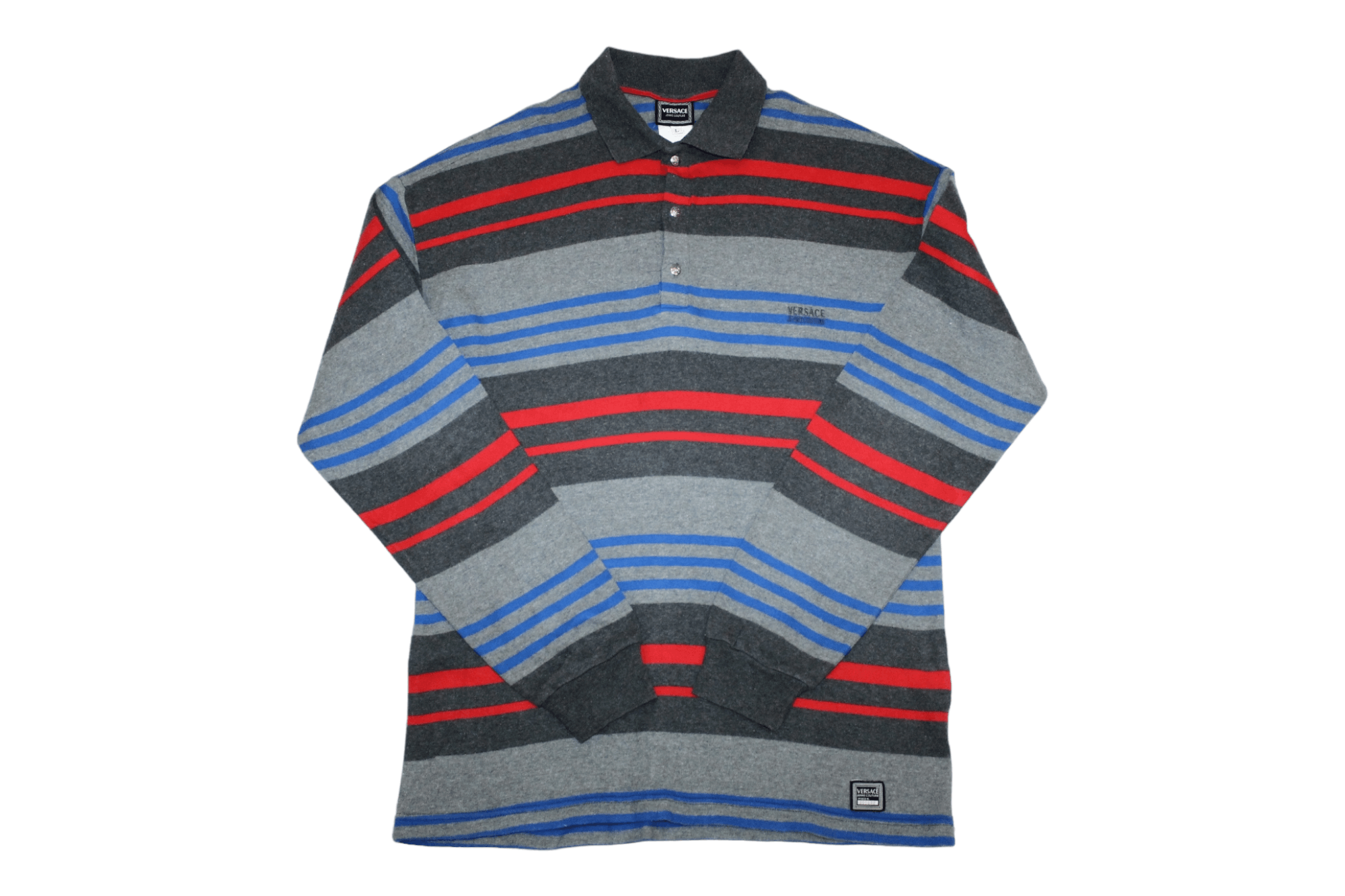 Versace Jeans Couture 🔥VTG🔥 Versace Jeans Couture Tricot Striped L/S Polo Jumper Size US XL / EU 56 / 4 - 1 Thumbnail