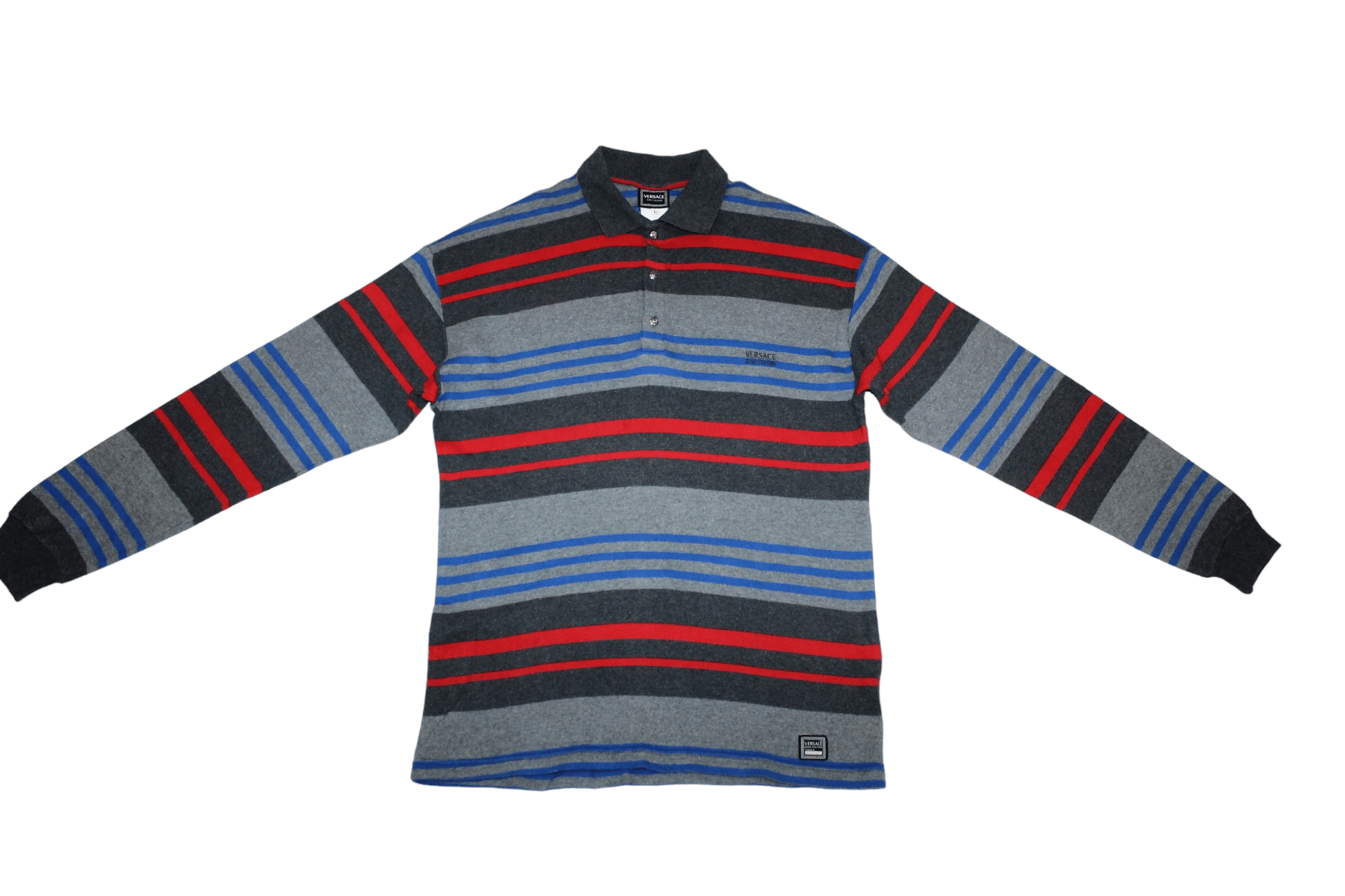 Versace Jeans Couture 🔥VTG🔥 Versace Jeans Couture Tricot Striped L/S Polo Jumper Size US XL / EU 56 / 4 - 4 Thumbnail