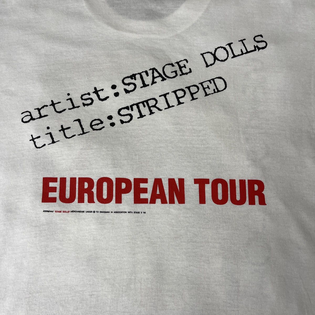 Band Tees STAGE DOLLS EUROPEAN TOUR SCREEN Stars 1992 Vintage Bandtees Size US L / EU 52-54 / 3 - 10 Thumbnail