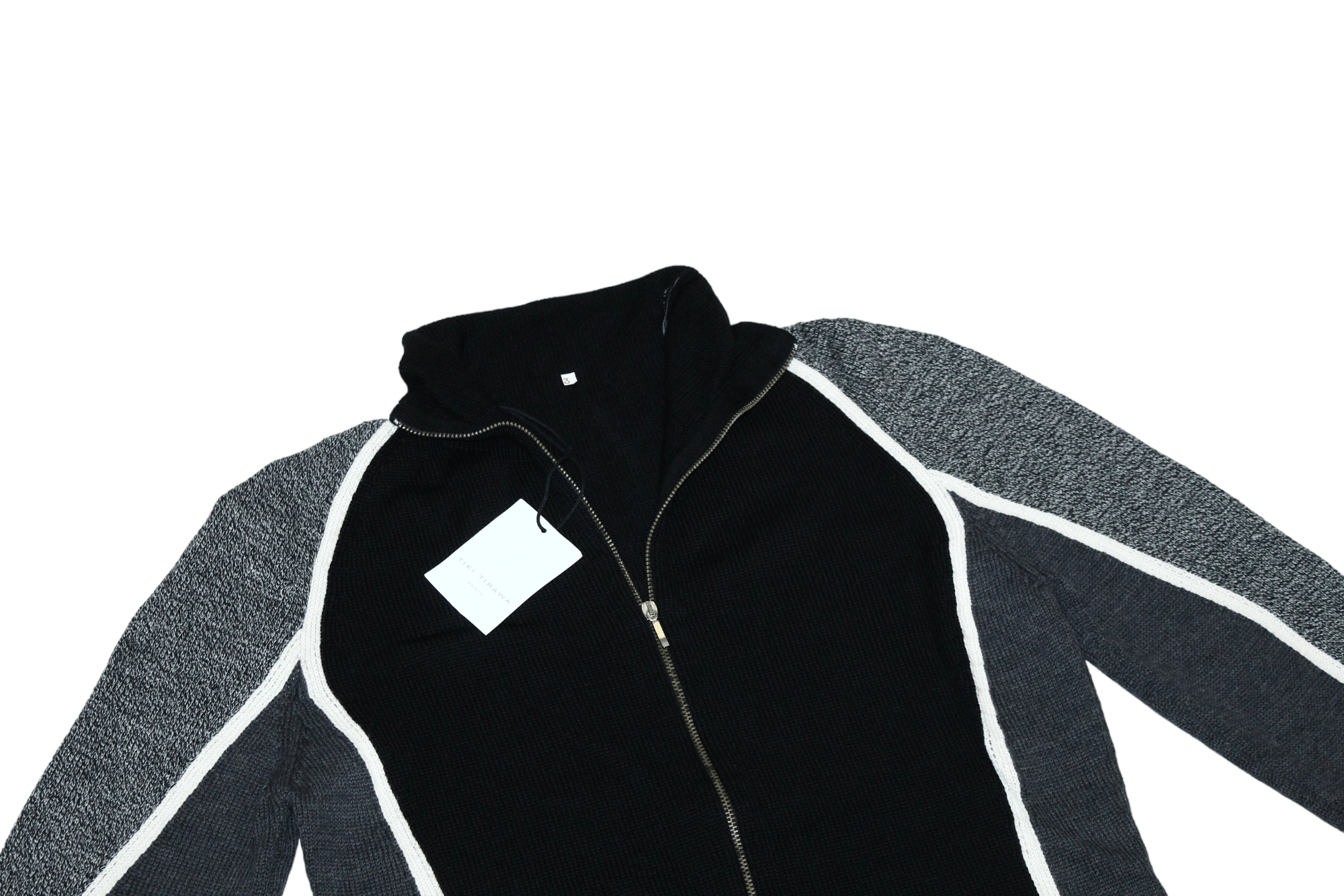 Japanese Brand 💥Tiki Tirawa Paris Colorblock Full Zip Knitted Jacket Size US S / EU 44-46 / 1 - 6 Thumbnail