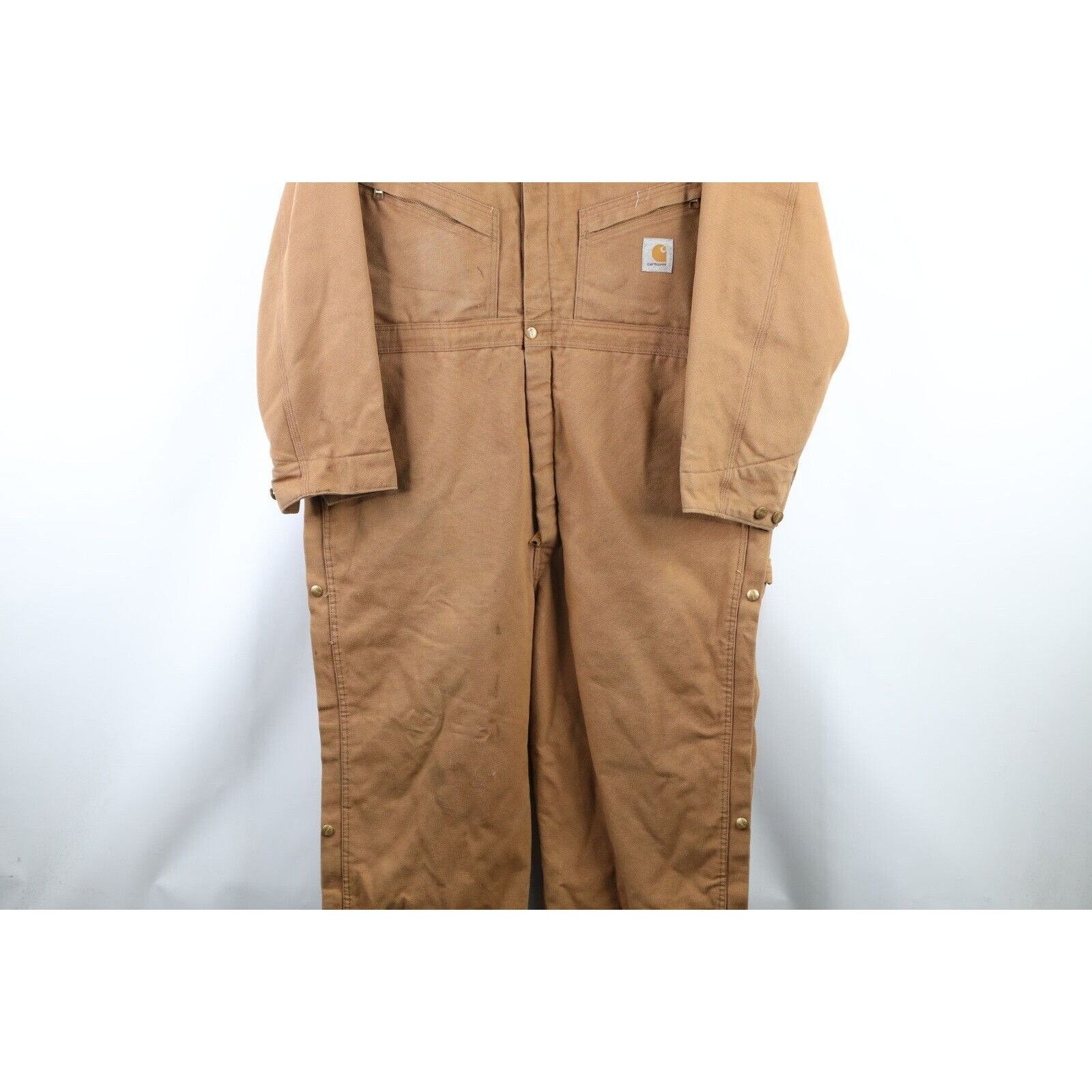 Carhartt × Vintage Vintage 80s Carhartt Quilt Lined Coveralls Bibs Duck Brown Size US 44 / EU 60 - 4 Thumbnail