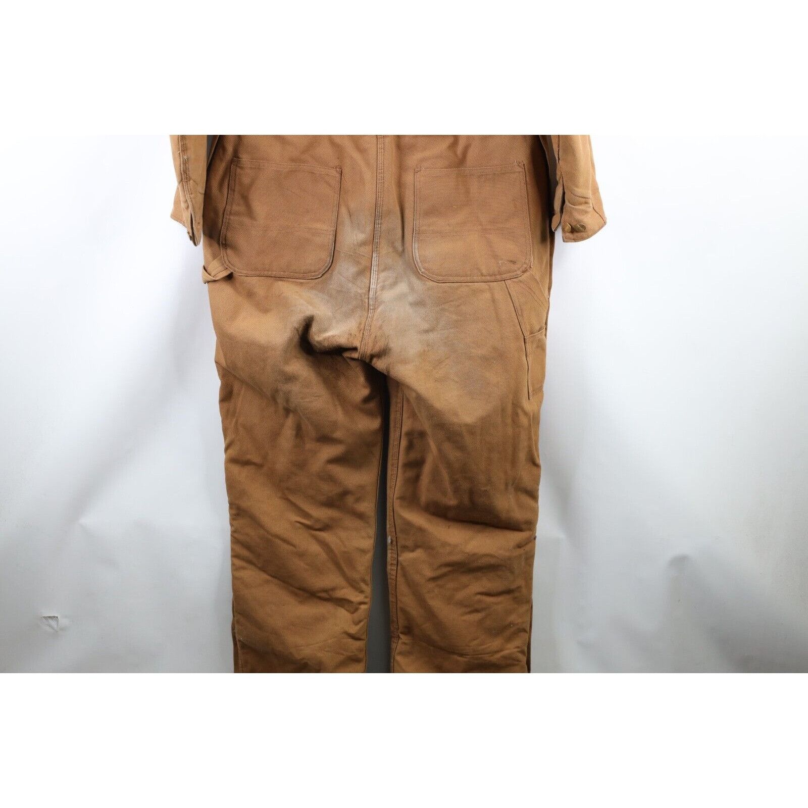 Carhartt × Vintage Vintage 80s Carhartt Quilt Lined Coveralls Bibs Duck Brown Size US 44 / EU 60 - 15 Thumbnail