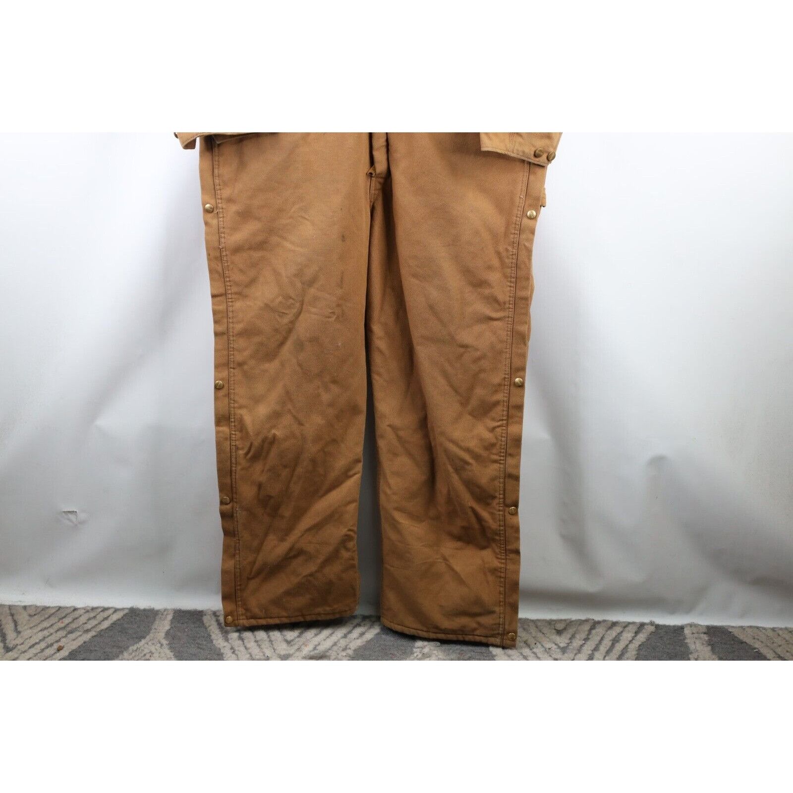 Carhartt × Vintage Vintage 80s Carhartt Quilt Lined Coveralls Bibs Duck Brown Size US 44 / EU 60 - 5 Thumbnail