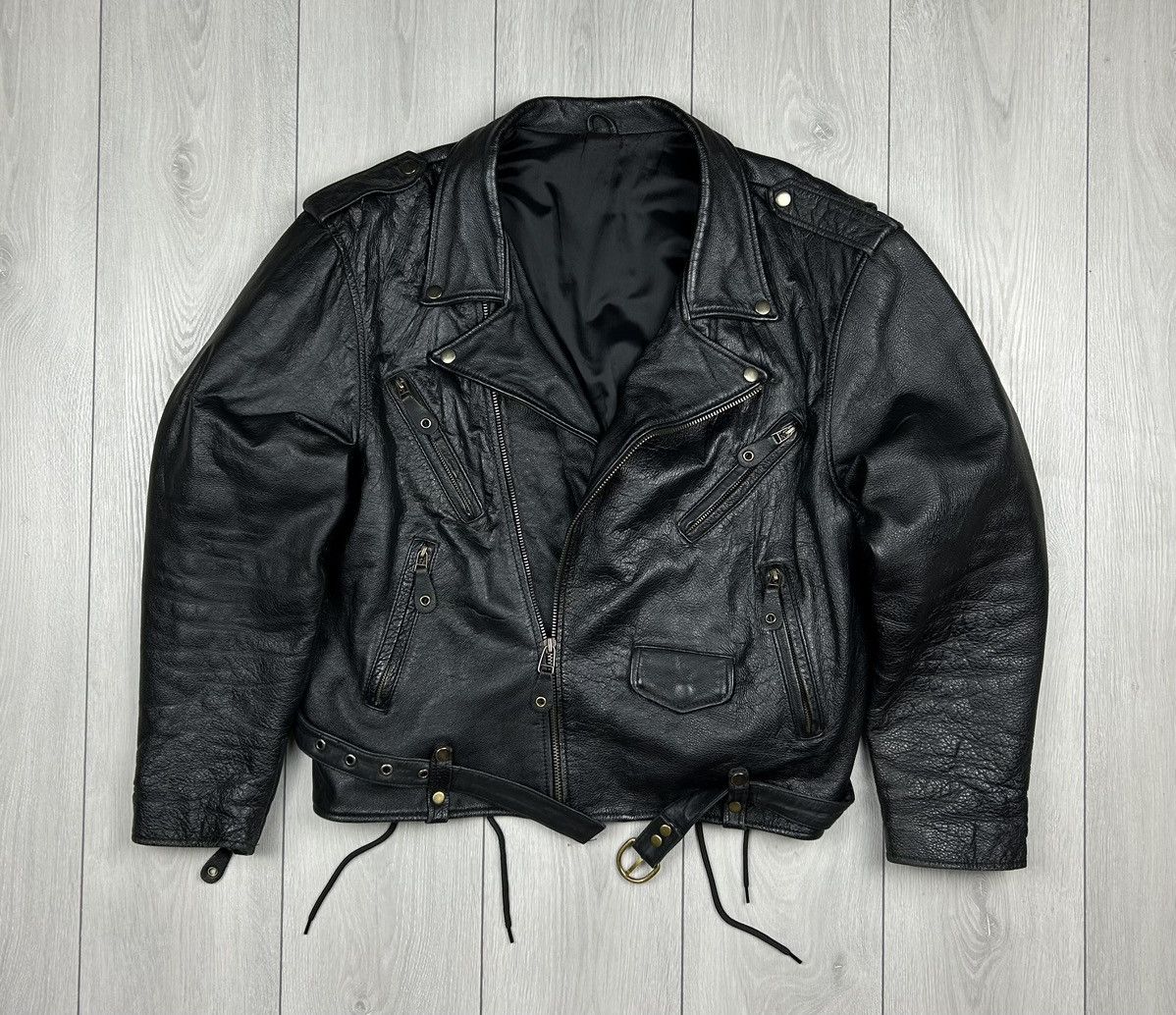 Vintage Vintage Leather Jacket Biker Black Size XL Size US XL / EU 56 / 4 - 1 Thumbnail