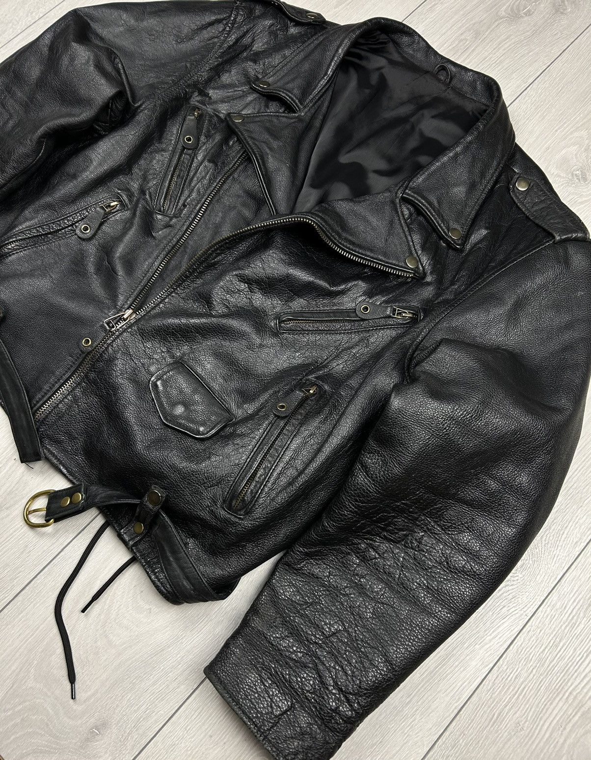 Vintage Vintage Leather Jacket Biker Black Size XL Size US XL / EU 56 / 4 - 2 Thumbnail