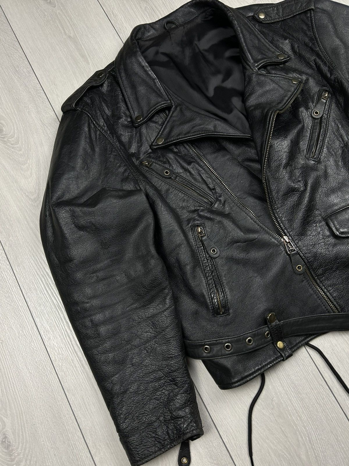 Vintage Vintage Leather Jacket Biker Black Size XL Size US XL / EU 56 / 4 - 3 Thumbnail