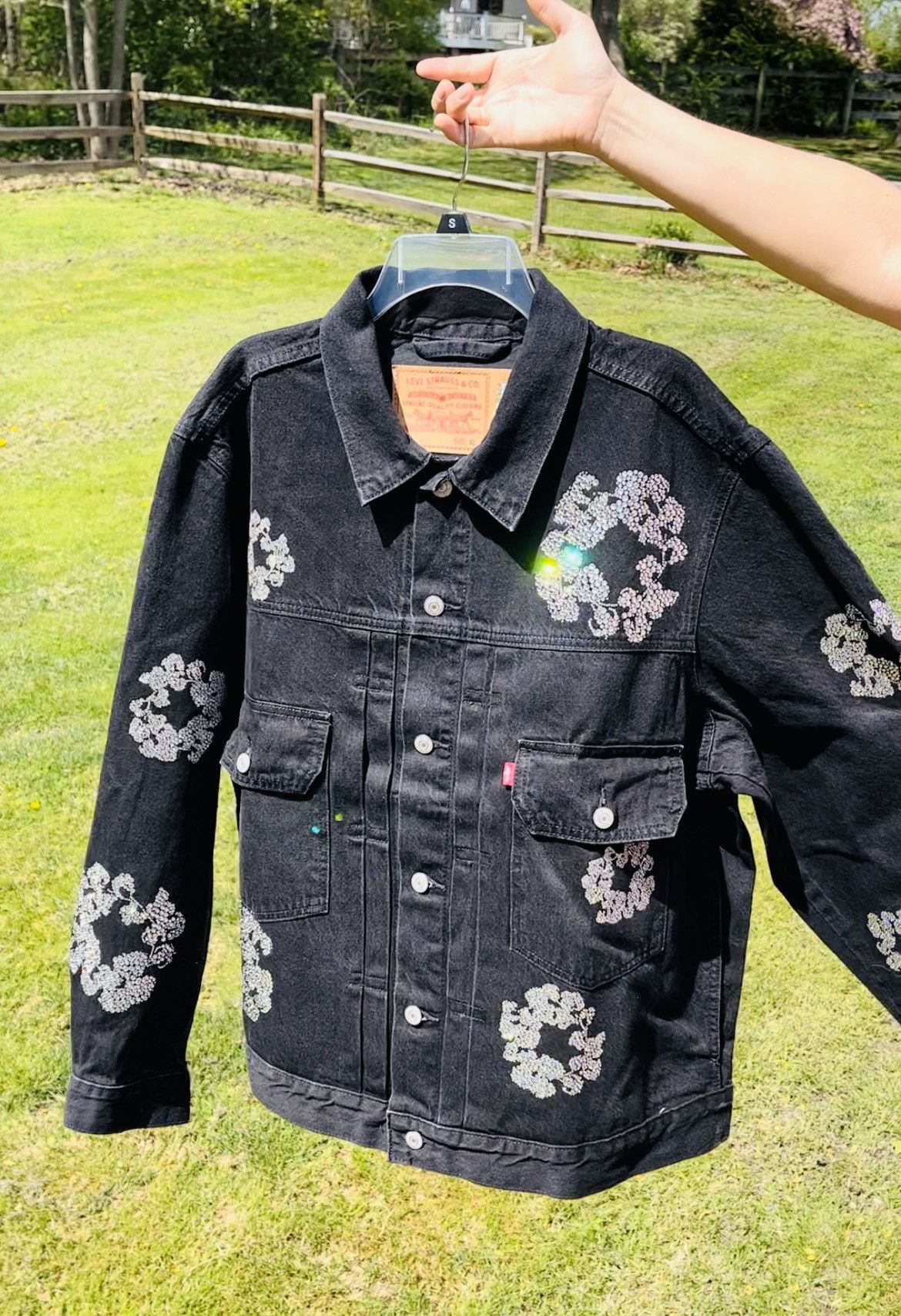 Swarovski Bust Down Denim Tears Black Denim Jacket Grailed