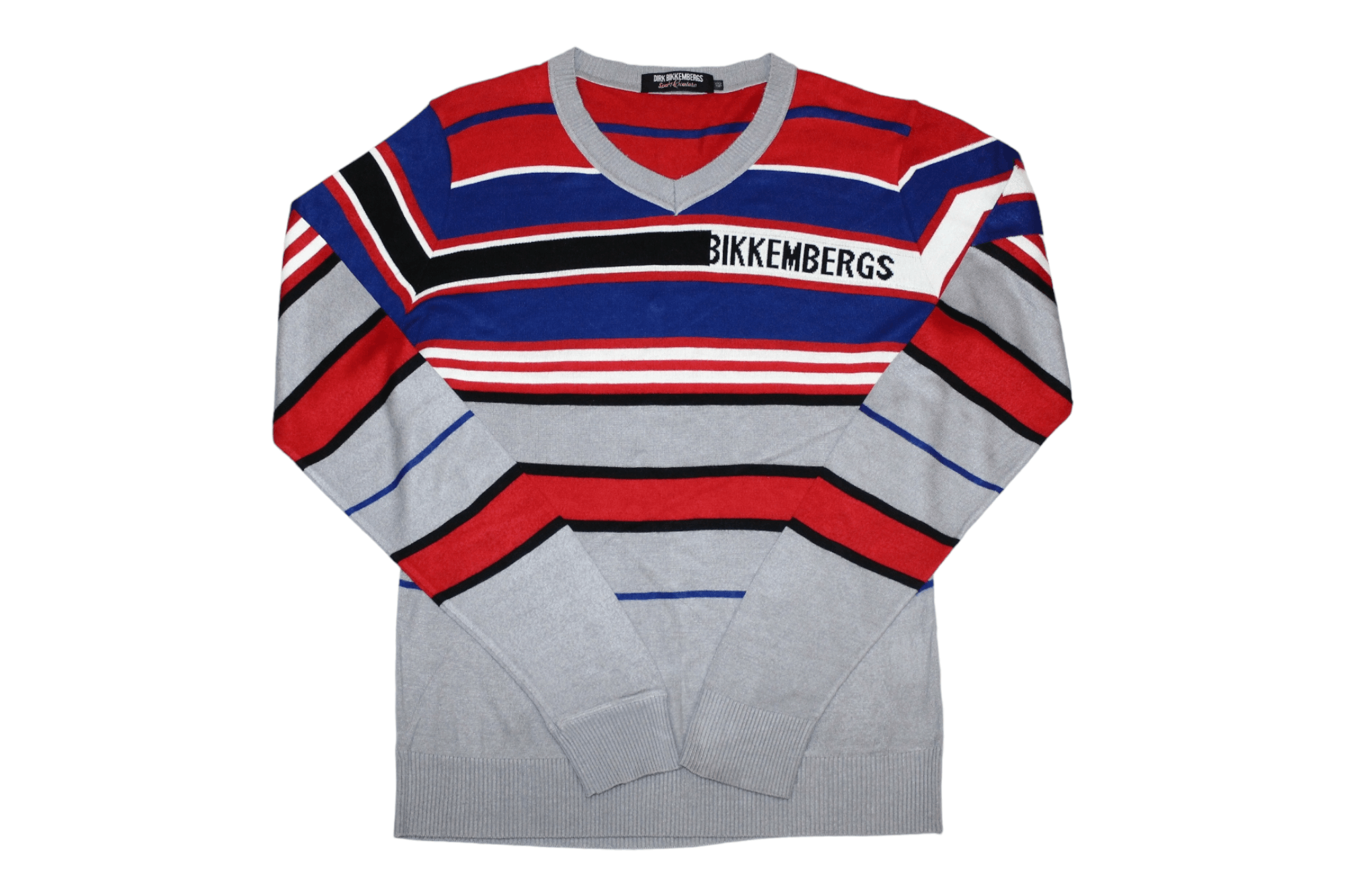 Dirk Bikkembergs Dirk Bikkembergs Sport Couture Striped v-neck Jumper Size US M / EU 48-50 / 2 - 1 Thumbnail