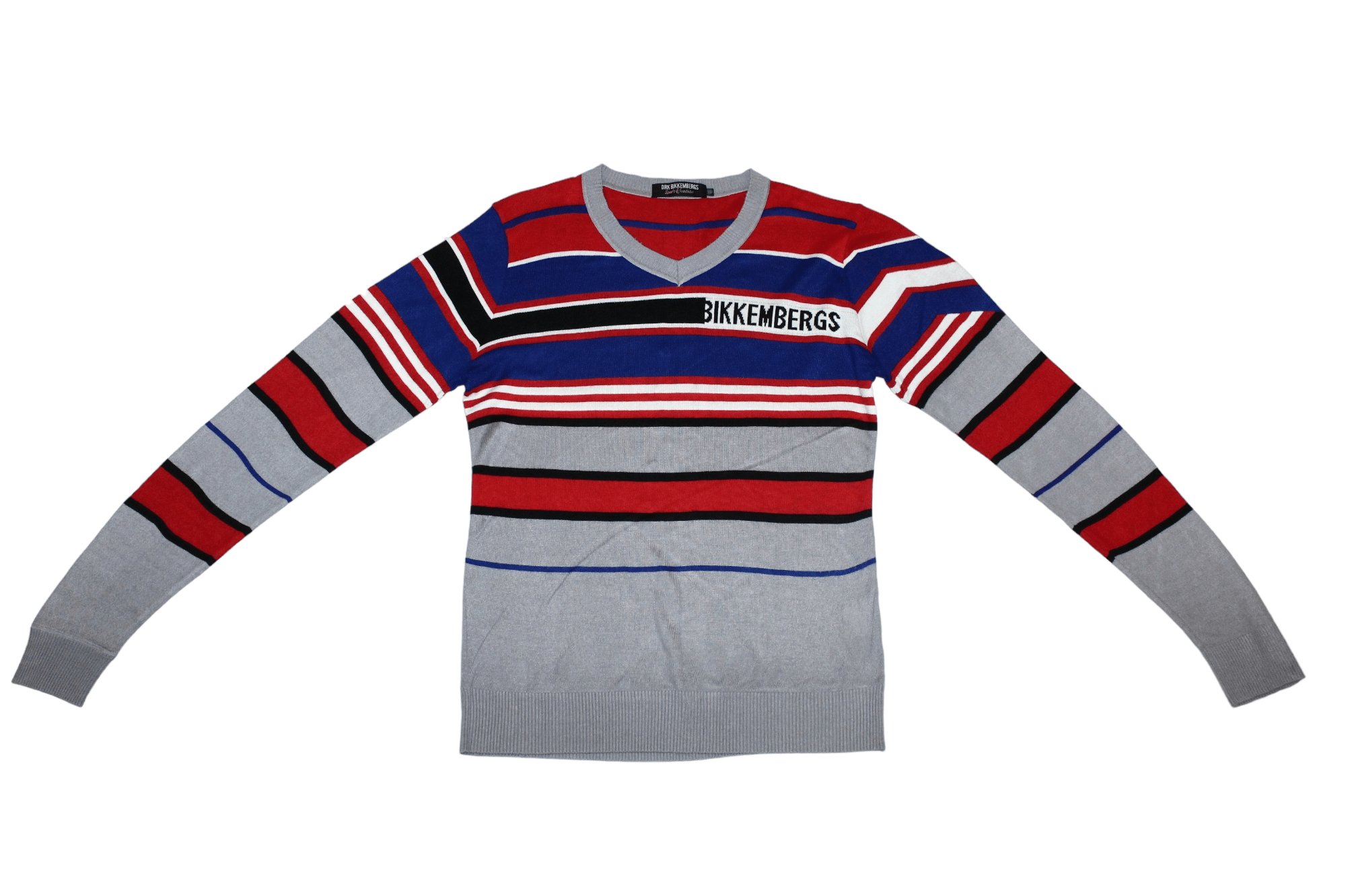 Dirk Bikkembergs Dirk Bikkembergs Sport Couture Striped v-neck Jumper Size US M / EU 48-50 / 2 - 4 Thumbnail