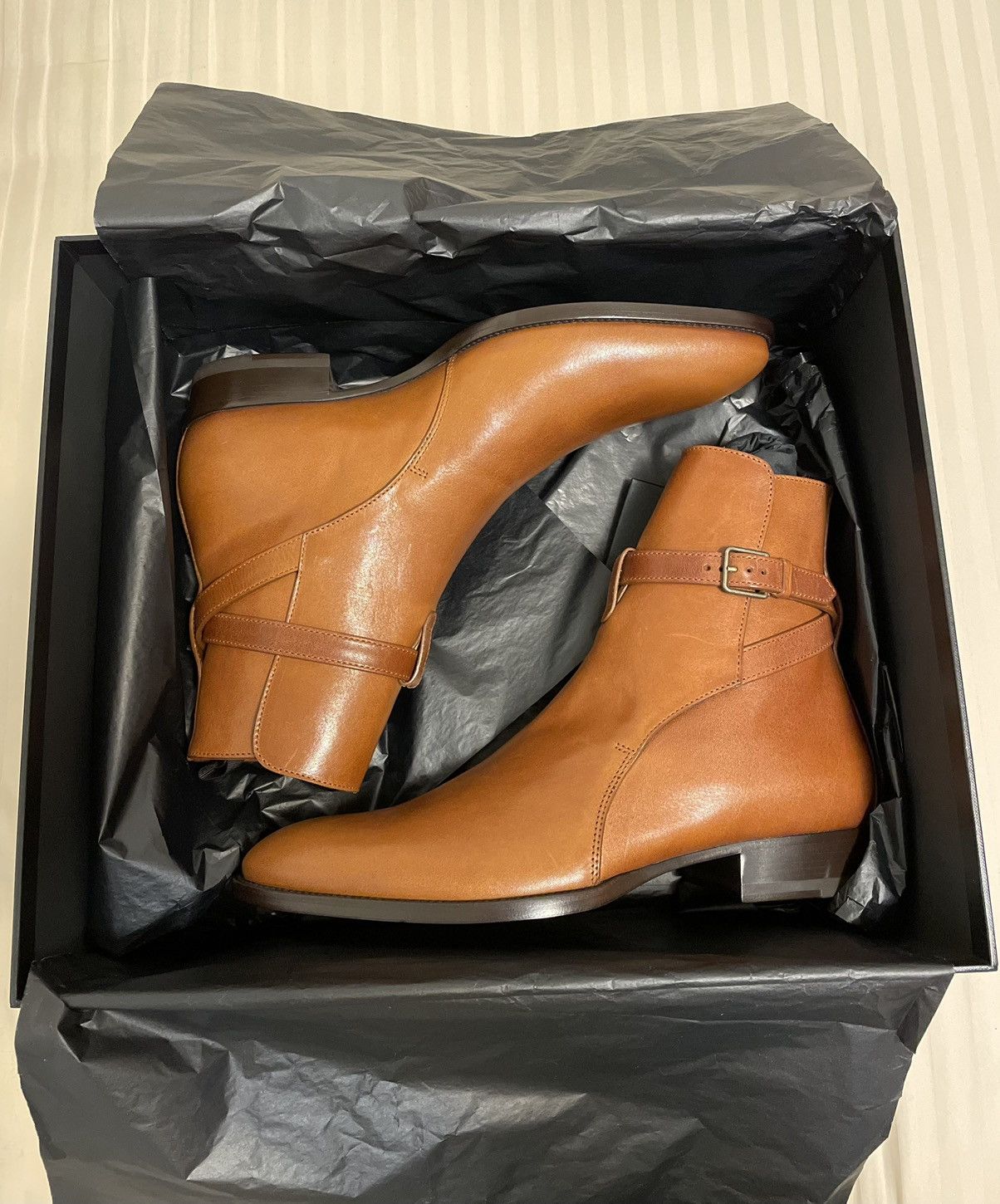 image of Saint Laurent Paris wyatt 30 Jodhpur Leather Boots in Giallo China, Men's (Size 7)