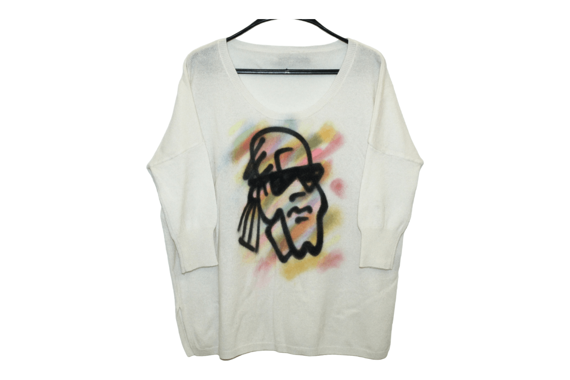 image of Designer La Residence 100% Cashmere Pop Art Oversize Jumper in Cream, Women's