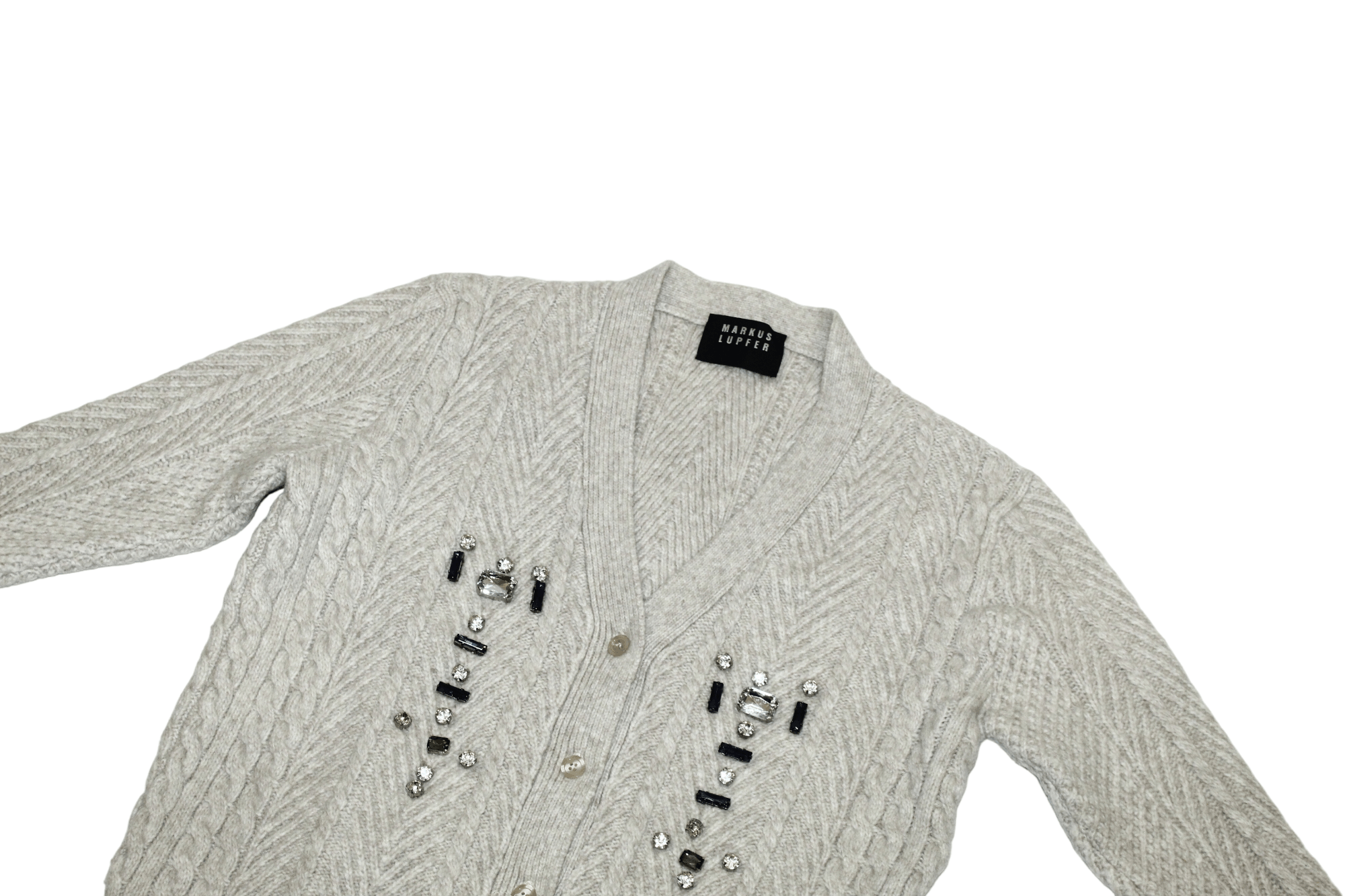 Markus Lupfer Markus Lupfer wool cable knit cardigan inlaid rhinestone Size M / US 6-8 / IT 42-44 - 3 Thumbnail