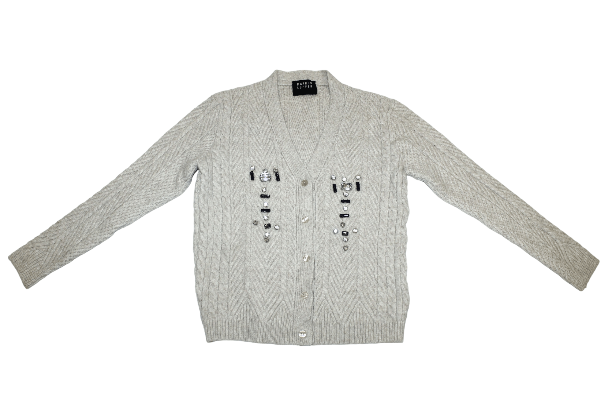 Markus Lupfer Markus Lupfer wool cable knit cardigan inlaid rhinestone Size M / US 6-8 / IT 42-44 - 2 Thumbnail