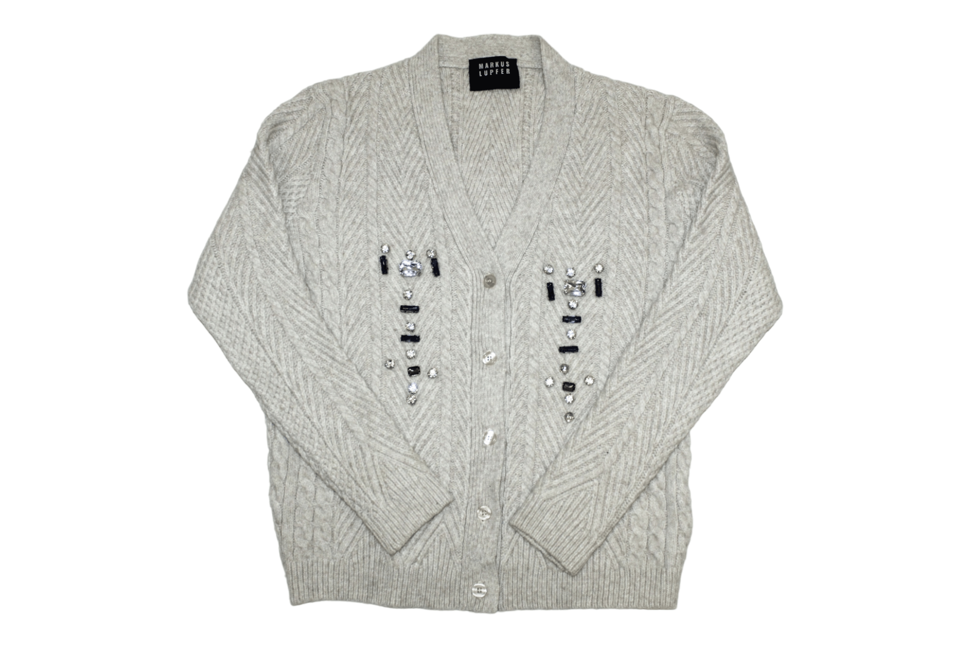 Markus Lupfer Markus Lupfer wool cable knit cardigan inlaid rhinestone Size M / US 6-8 / IT 42-44 - 11 Thumbnail