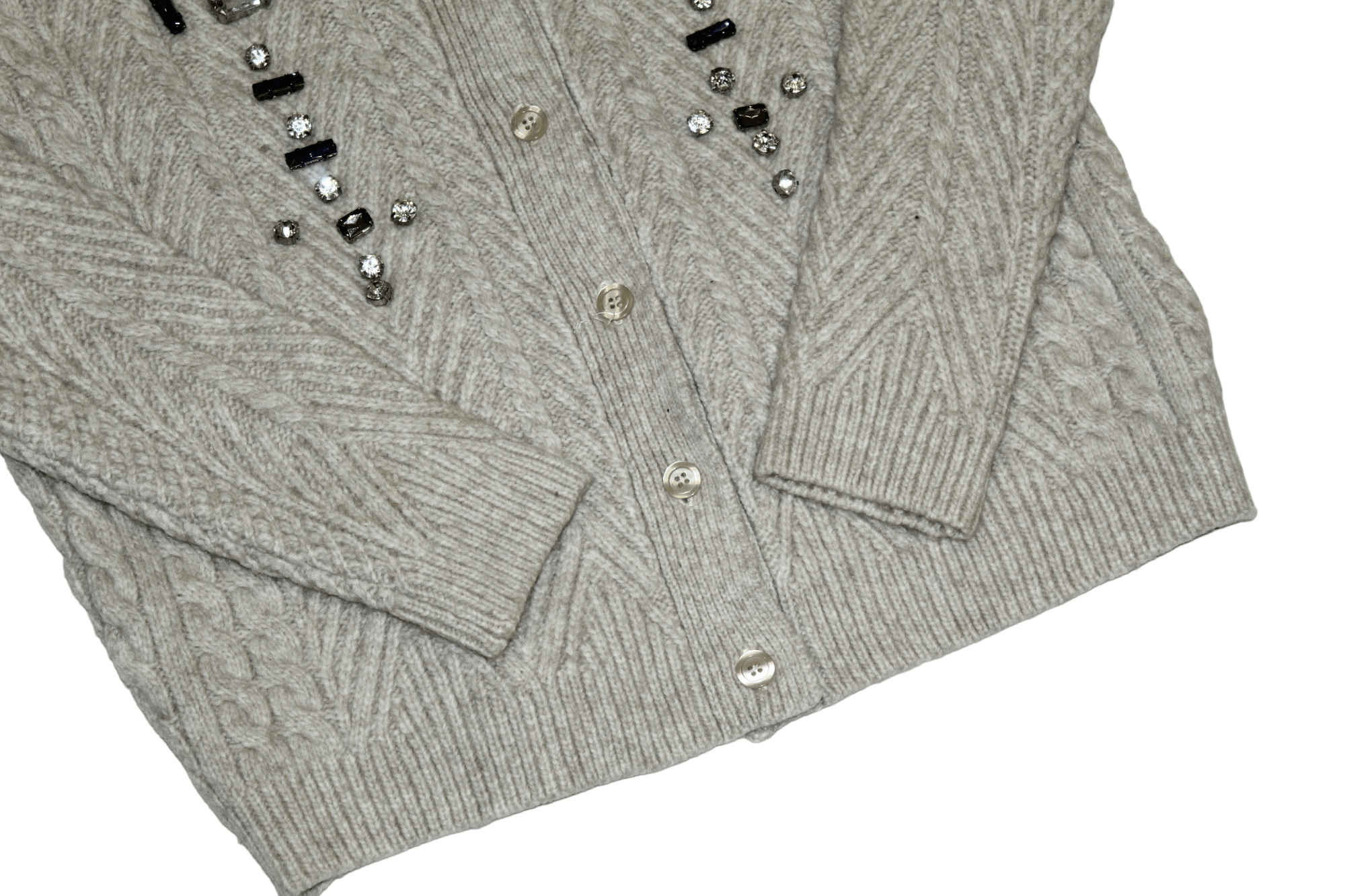 Markus Lupfer Markus Lupfer wool cable knit cardigan inlaid rhinestone Size M / US 6-8 / IT 42-44 - 6 Thumbnail