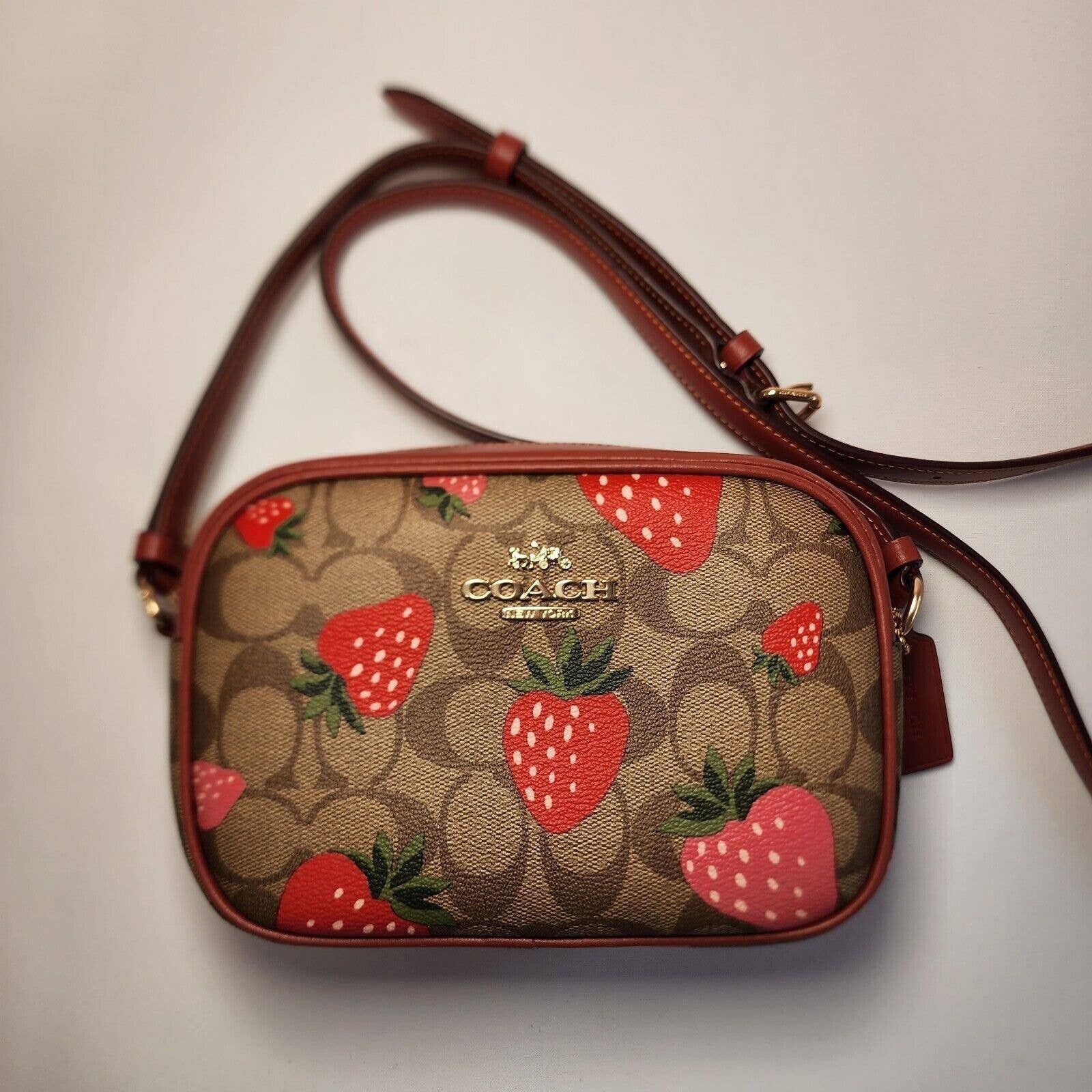 NWT Coach Signature Mini Jamie Strawberry Camera Crossbody Bag