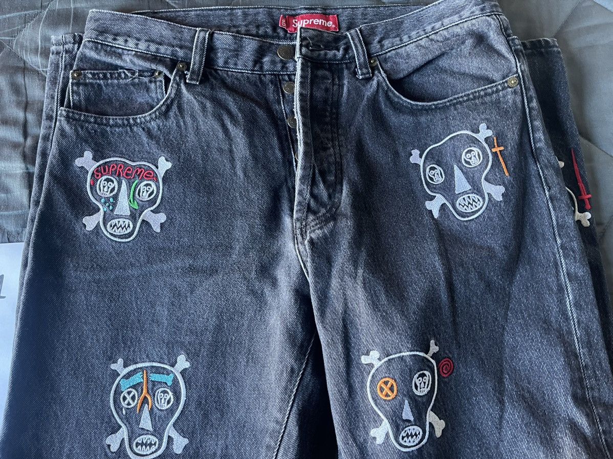 Supreme Supreme Clayton Patterson Skulls Denim Pants Size US 30 / EU 46 - 3 Thumbnail