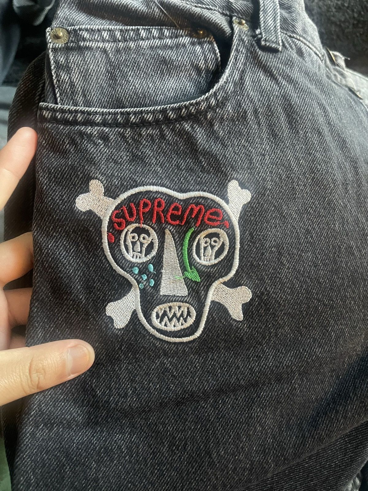 Supreme Supreme Clayton Patterson Skulls Denim Pants Size US 30 / EU 46 - 6 Thumbnail