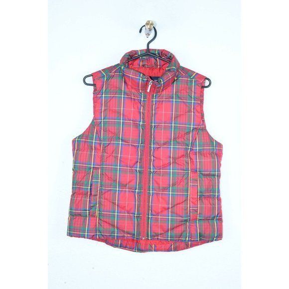 Lands End Lands'end Men's S Red Plaid Tartan Pattern Quilted Vest Grailed