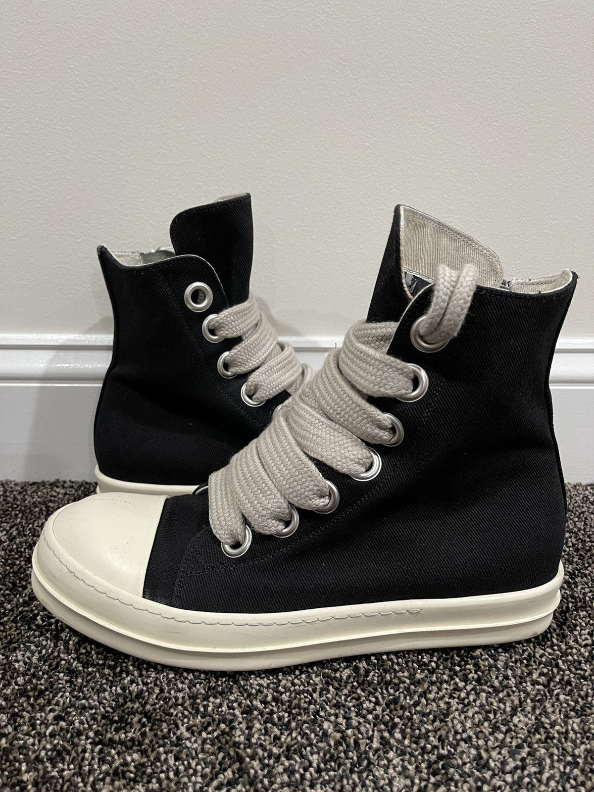 Rick Owens Black Jumbo Lace High Sneakers | Grailed