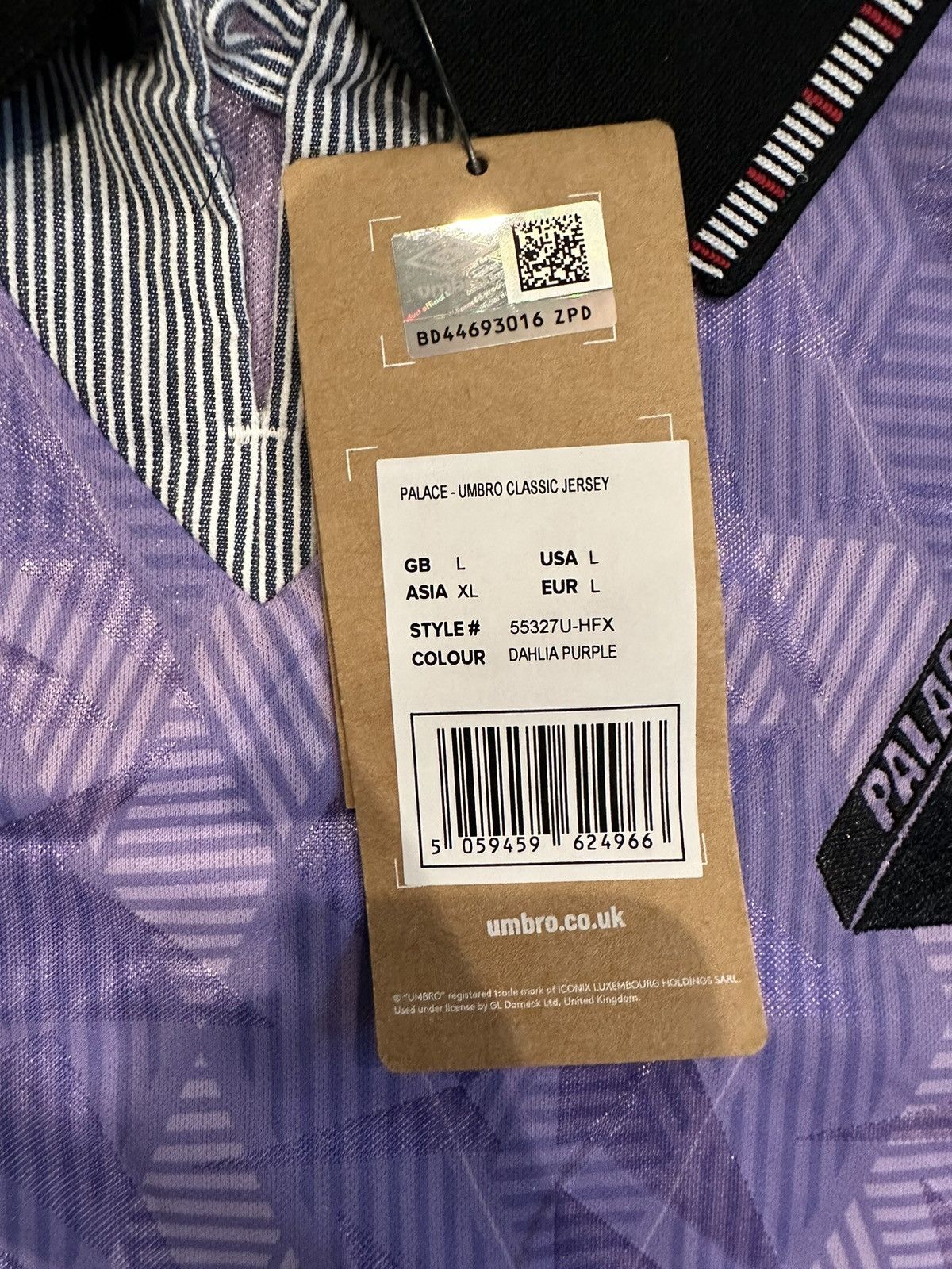 Palace × Umbro Palace X Umbro Classic Jersey Dahlia Purple - FW22 Size US L / EU 52-54 / 3 - 3 Thumbnail