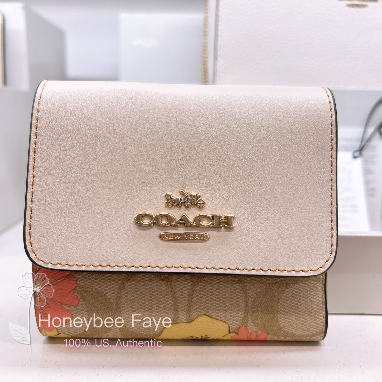 Coach CH719 Small Trifold Wallet In Signature Canvas With Floral