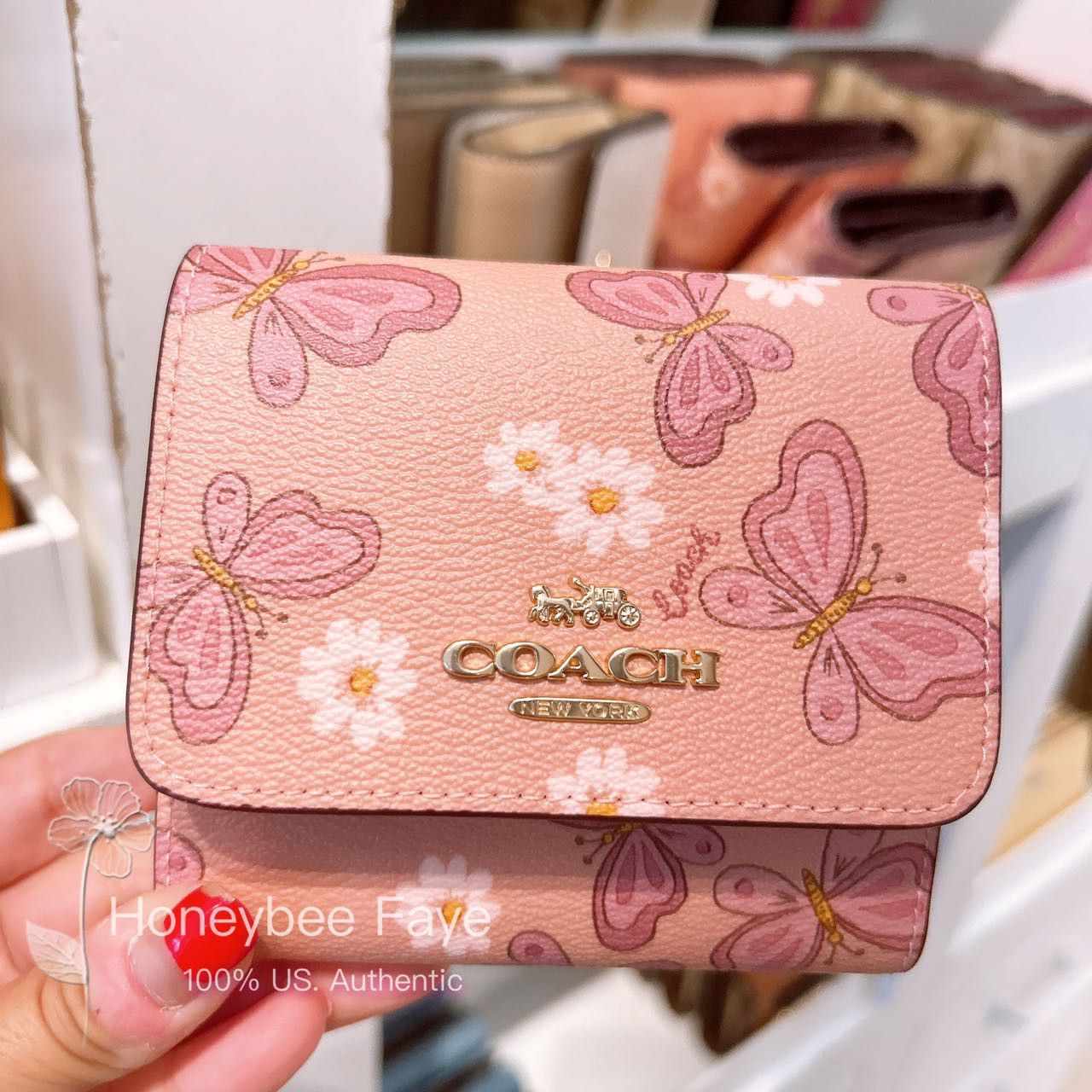 Coach Mini Wallet on a Chain with Lovely Butterfly Print