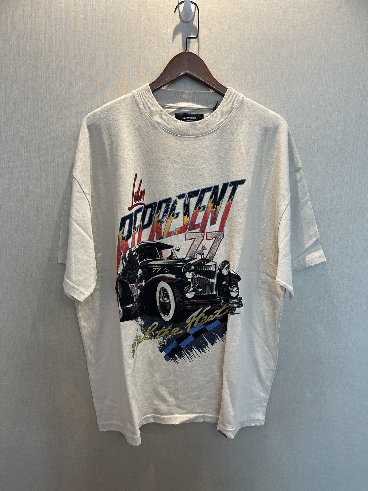 Represent Feel the Heat Car Vintage White Tee