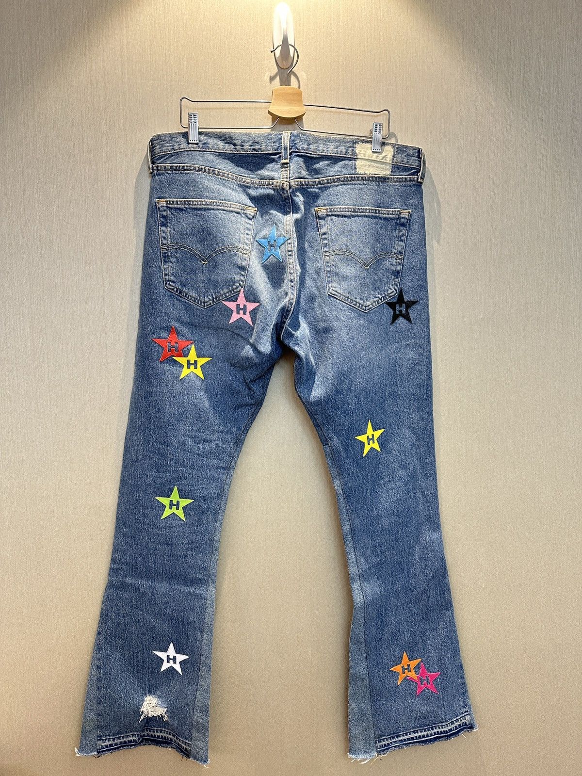Japanese Brand HUMBLE La Flare Levi’s Jeans With Star Patches Size US 36 / EU 52 - 6 Thumbnail
