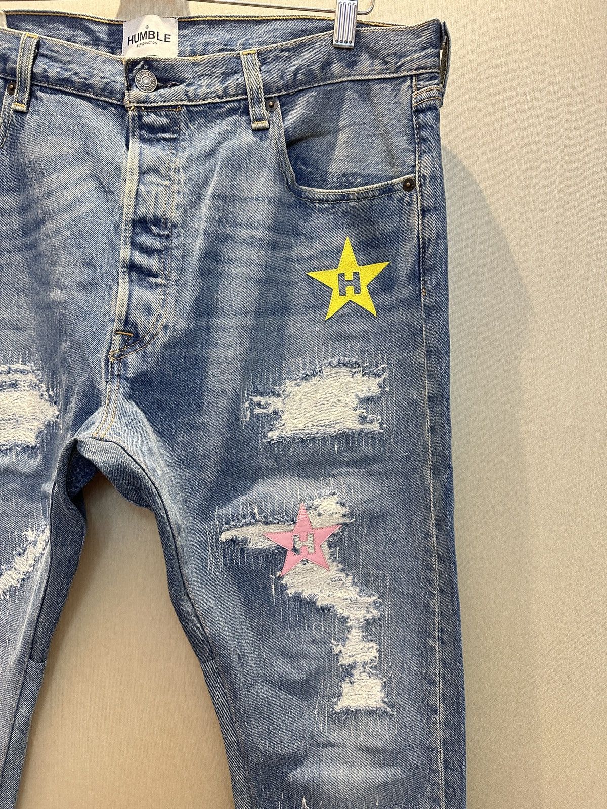 Japanese Brand HUMBLE La Flare Levi’s Jeans With Star Patches Size US 36 / EU 52 - 4 Thumbnail