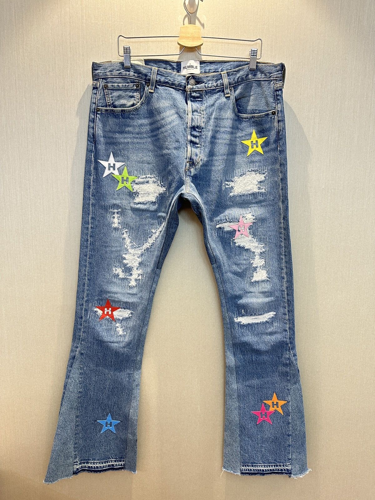 Japanese Brand HUMBLE La Flare Levi’s Jeans With Star Patches Size US 36 / EU 52 - 1 Thumbnail