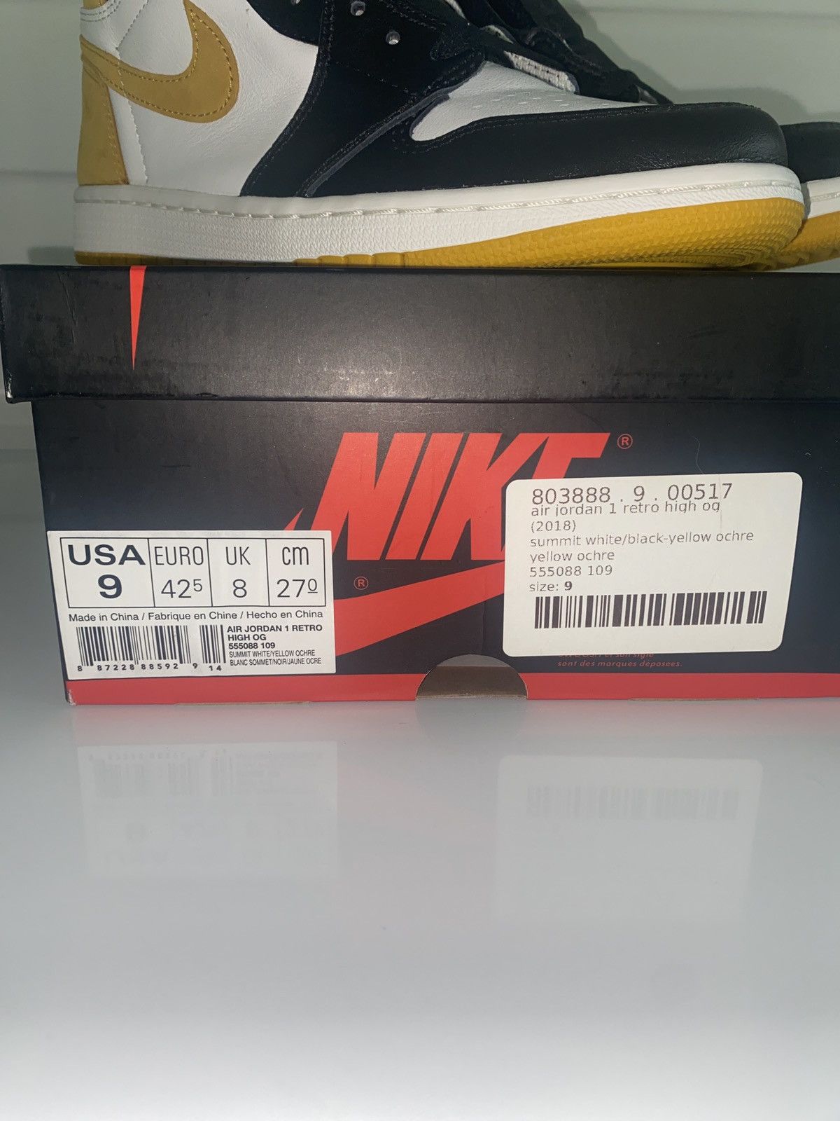 Jordan Brand Air Jordan 1 Retro High OG Yellow Ochre 2018 Size US 9 / EU 42 - 7 Thumbnail