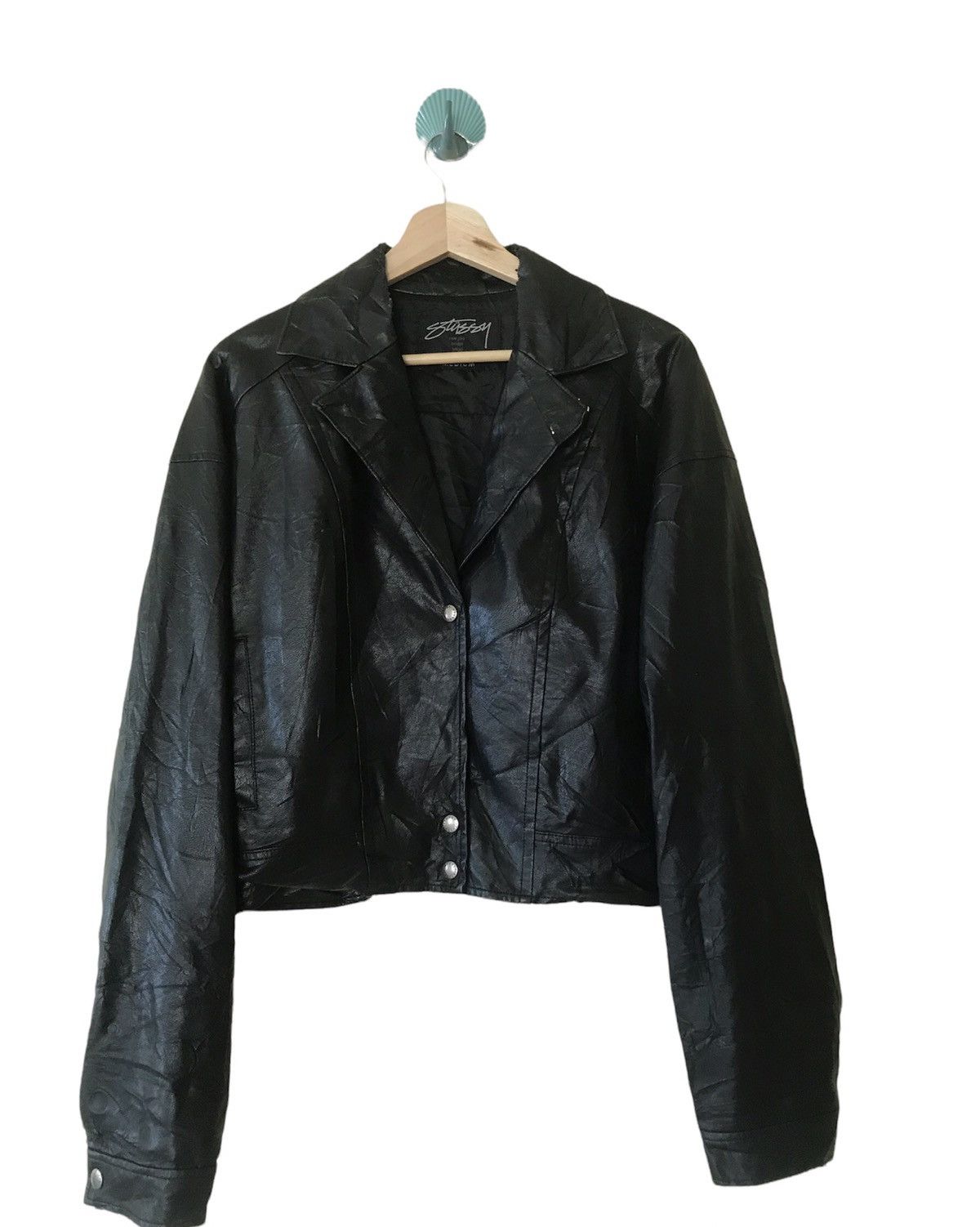 image of Stussy Increase The Peace Women Button Jacket in Black