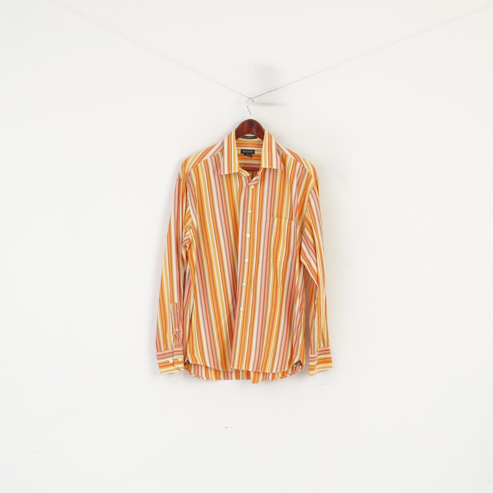 Gant Gant Men XL Casual Shirt Orange Striped Cotton 7202 Size US XL / EU 56 / 4 - 2 Thumbnail