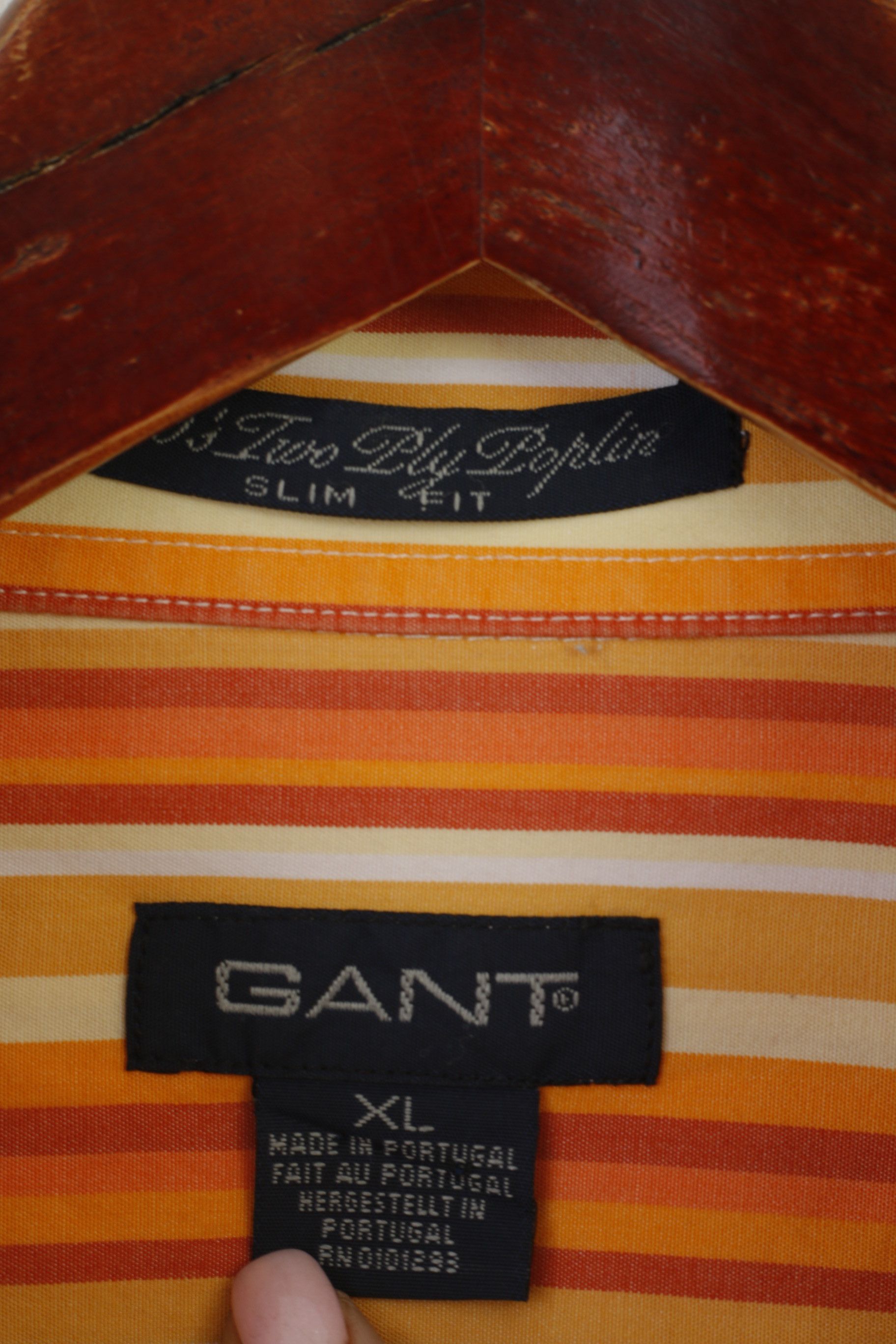 Gant Gant Men XL Casual Shirt Orange Striped Cotton 7202 Size US XL / EU 56 / 4 - 5 Thumbnail