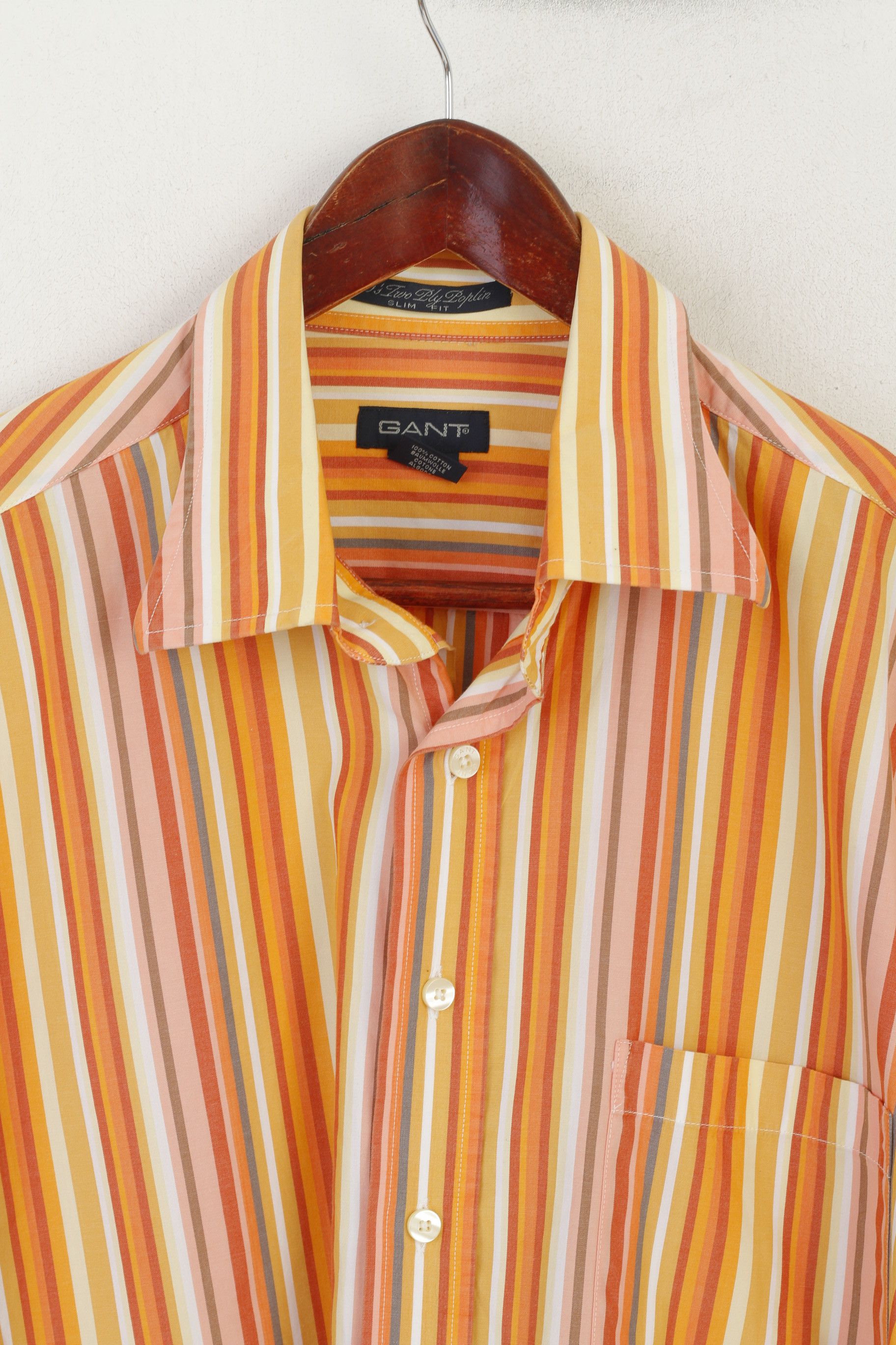 Gant Gant Men XL Casual Shirt Orange Striped Cotton 7202 Size US XL / EU 56 / 4 - 3 Thumbnail