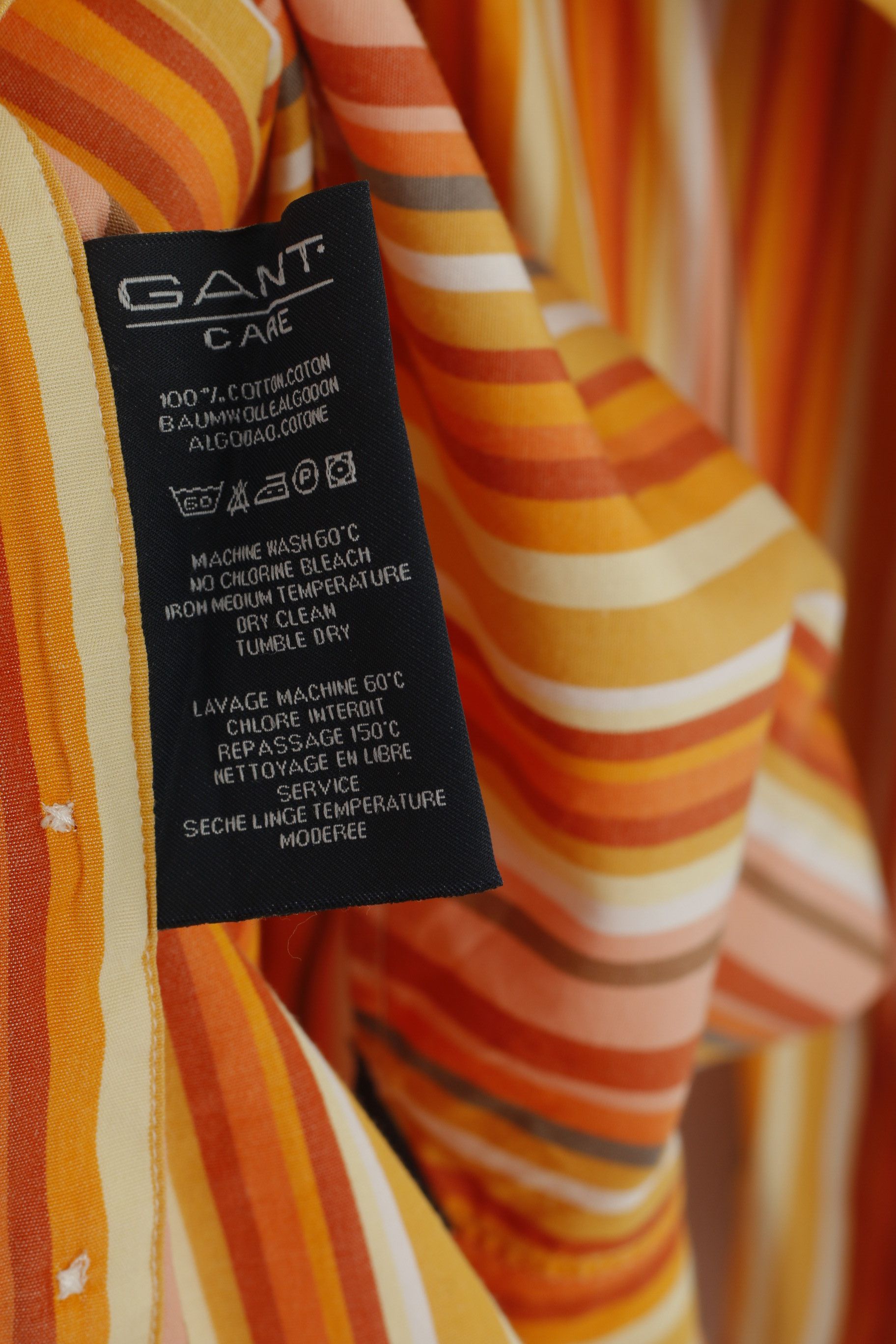 Gant Gant Men XL Casual Shirt Orange Striped Cotton 7202 Size US XL / EU 56 / 4 - 6 Thumbnail