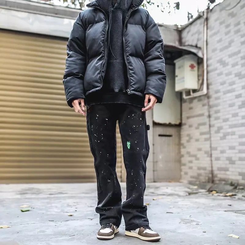 Paint Detail Patchwork Cargo Flared Pants