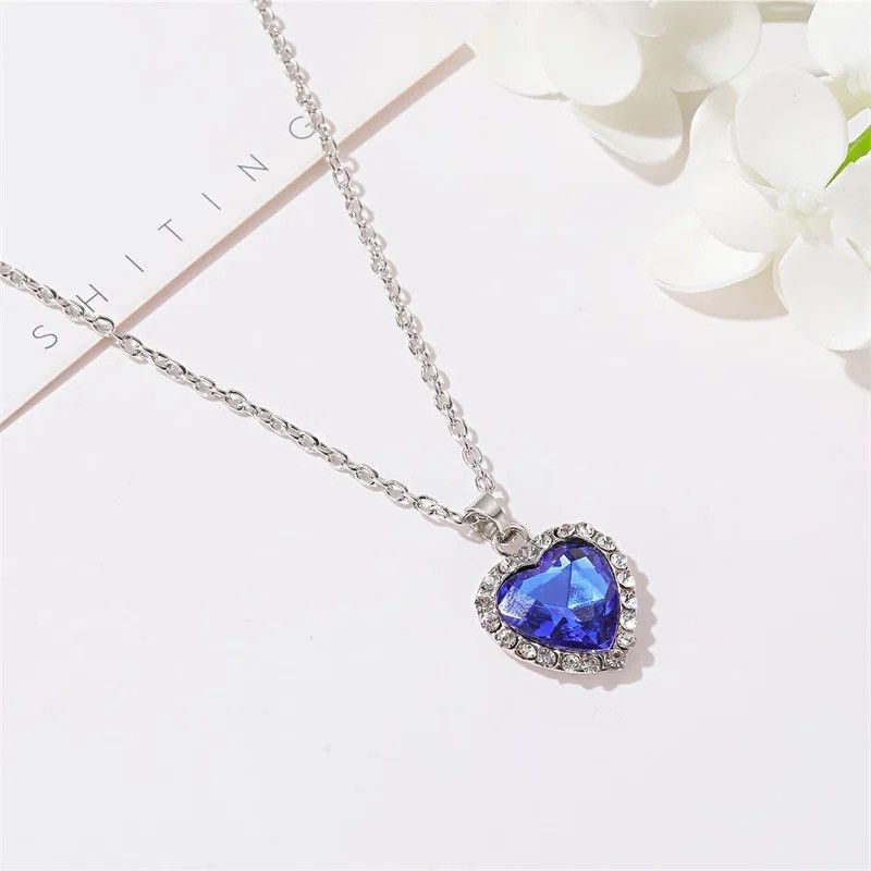 Happy colorful heart Necklace: Blue main image 1