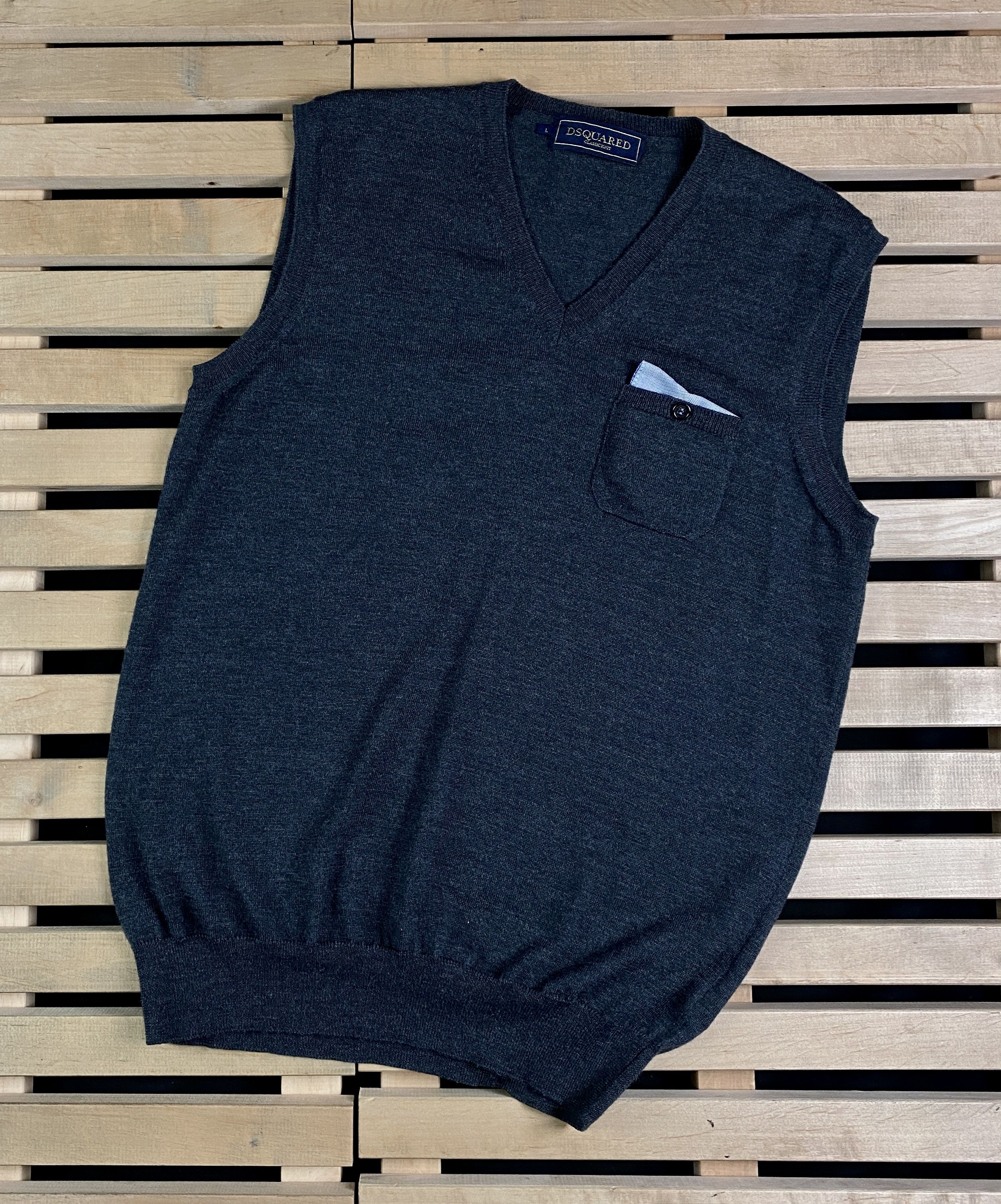 Men’s Vest Jumper Dsquared Size L Lana Wool