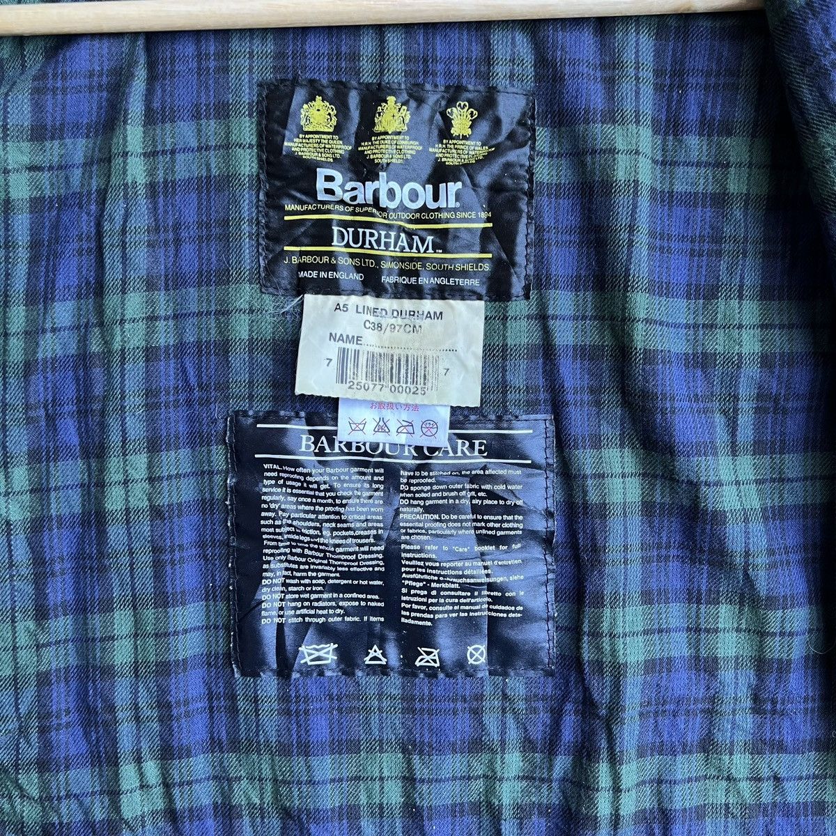 Barbour × Vintage Vintage Barbour Waxed Jacket A5 Lined Durham C38 97CM Size US L / EU 52-54 / 3 - 6 Thumbnail