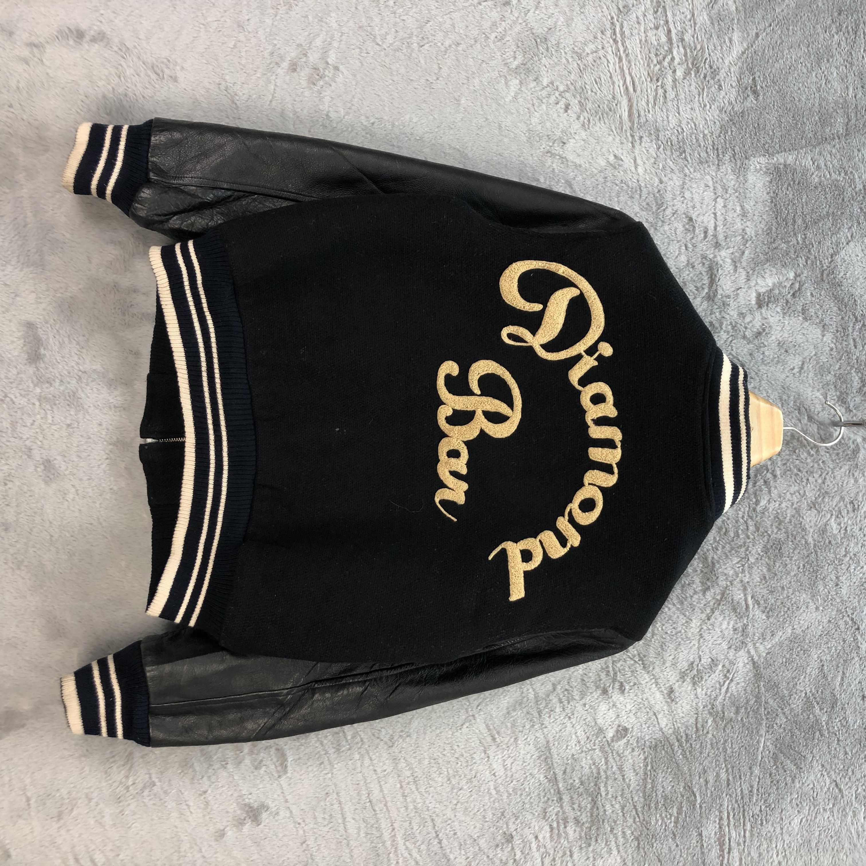image of Cycle Diamond Bar Wool Leather Varsity 6577-74 in Black, Men's (Size Small)