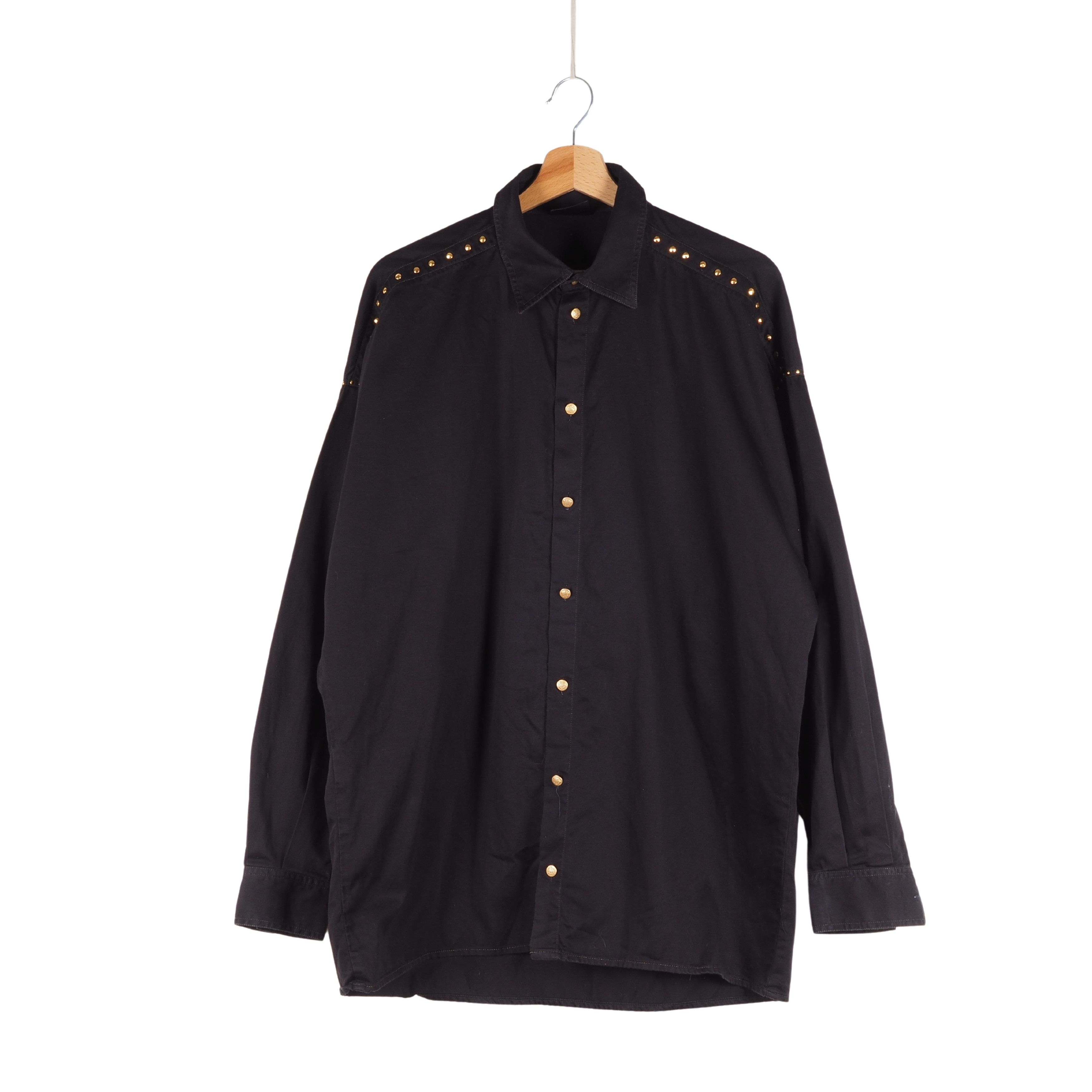 Versace × Versace Jeans Couture × Vintage Versace Jeans Couture Vintage Black Gold Metal Tips Shirt Size US L / EU 52-54 / 3 - 1 Thumbnail